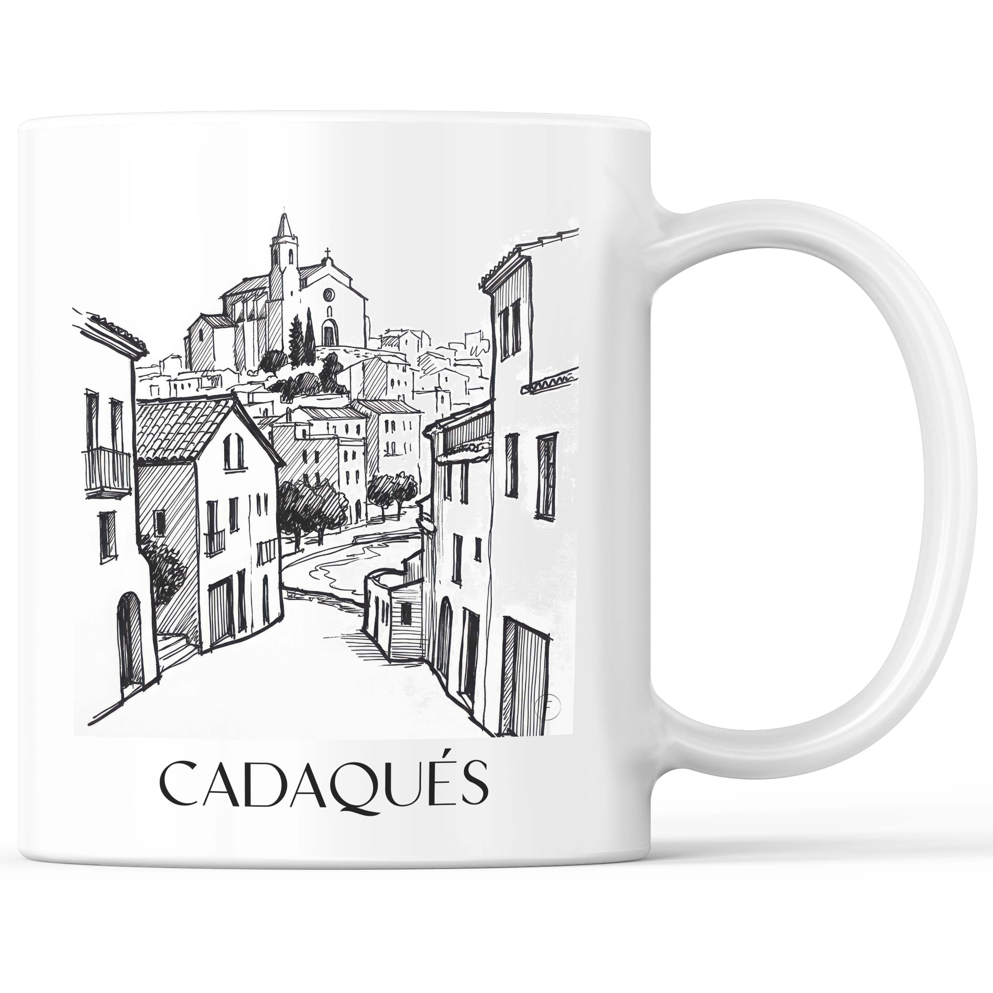Cadaqués Kaffeebecher - Spanien - Spanien Becher - Kaffeetasse im Skizze Stil - favplace