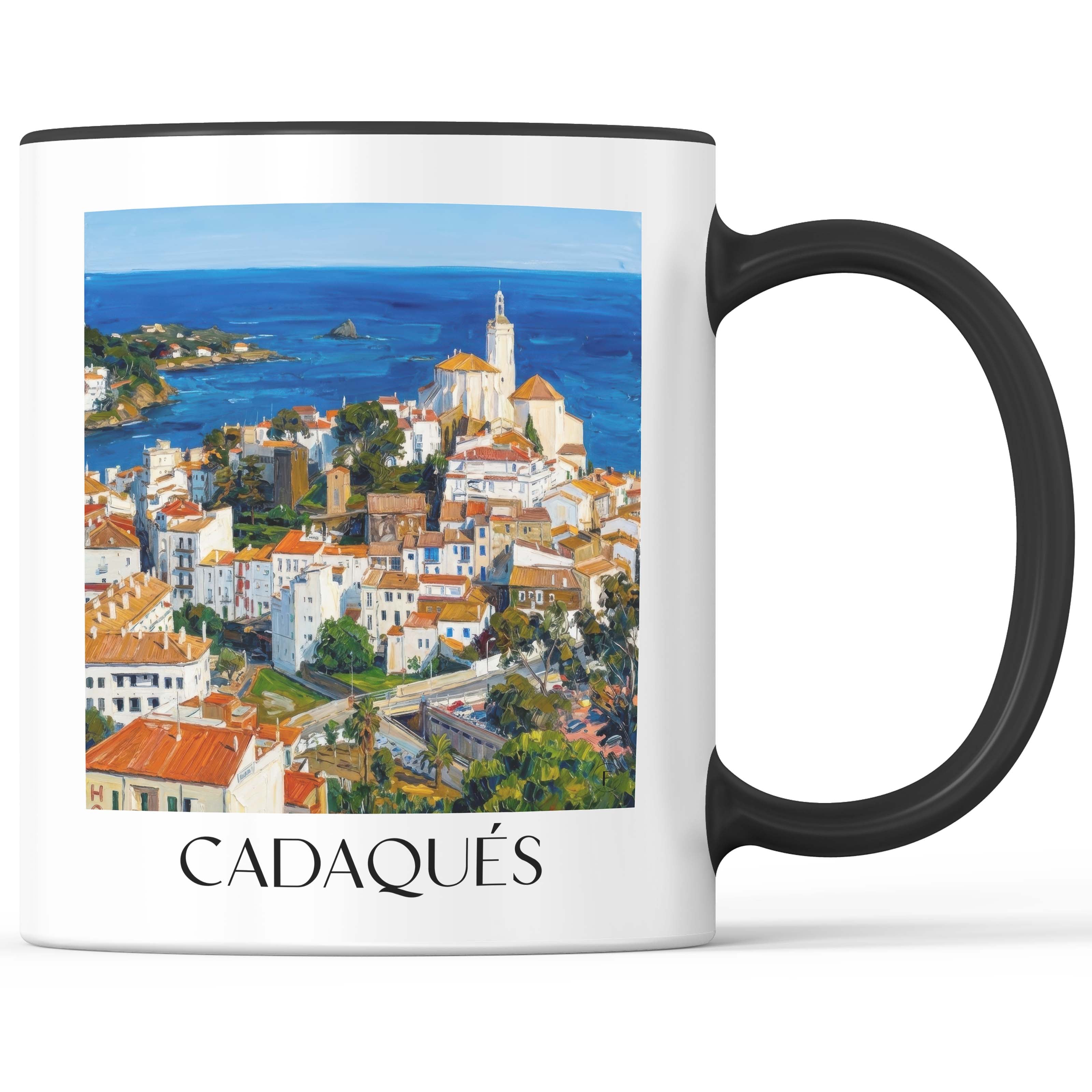 Cadaqués Kaffeebecher - Spanien - Spanien Becher - Kaffeetasse im Ölgemälde Stil - favplace