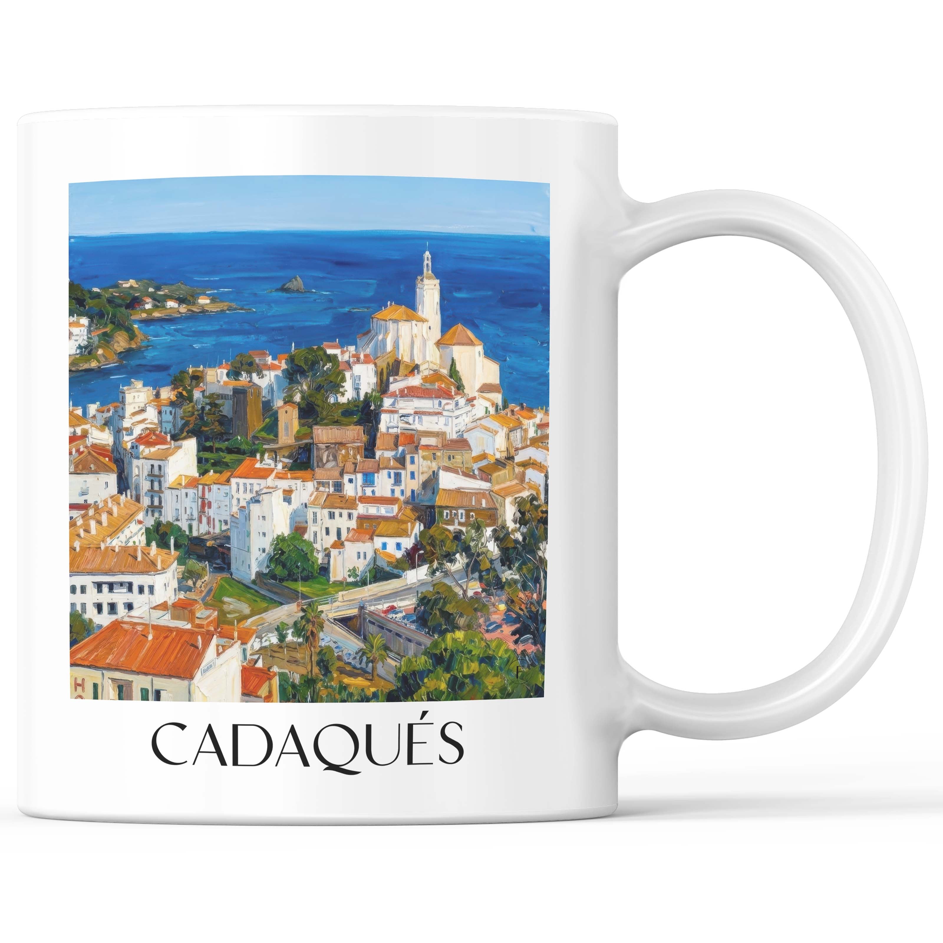 Cadaqués Kaffeebecher - Spanien - Spanien Becher - Kaffeetasse im Ölgemälde Stil - favplace