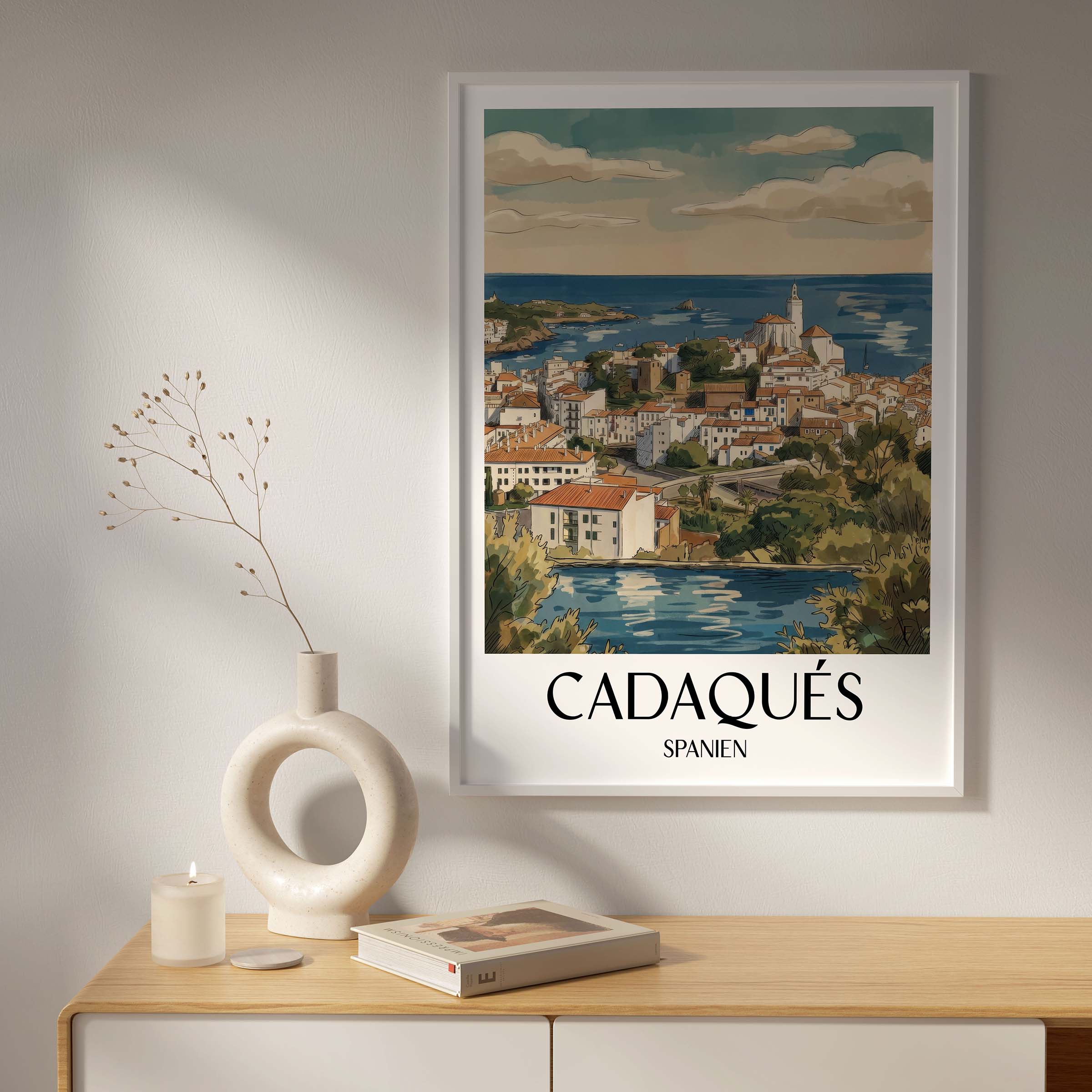 cadaqués-spanien-spanien-poster-aquarell