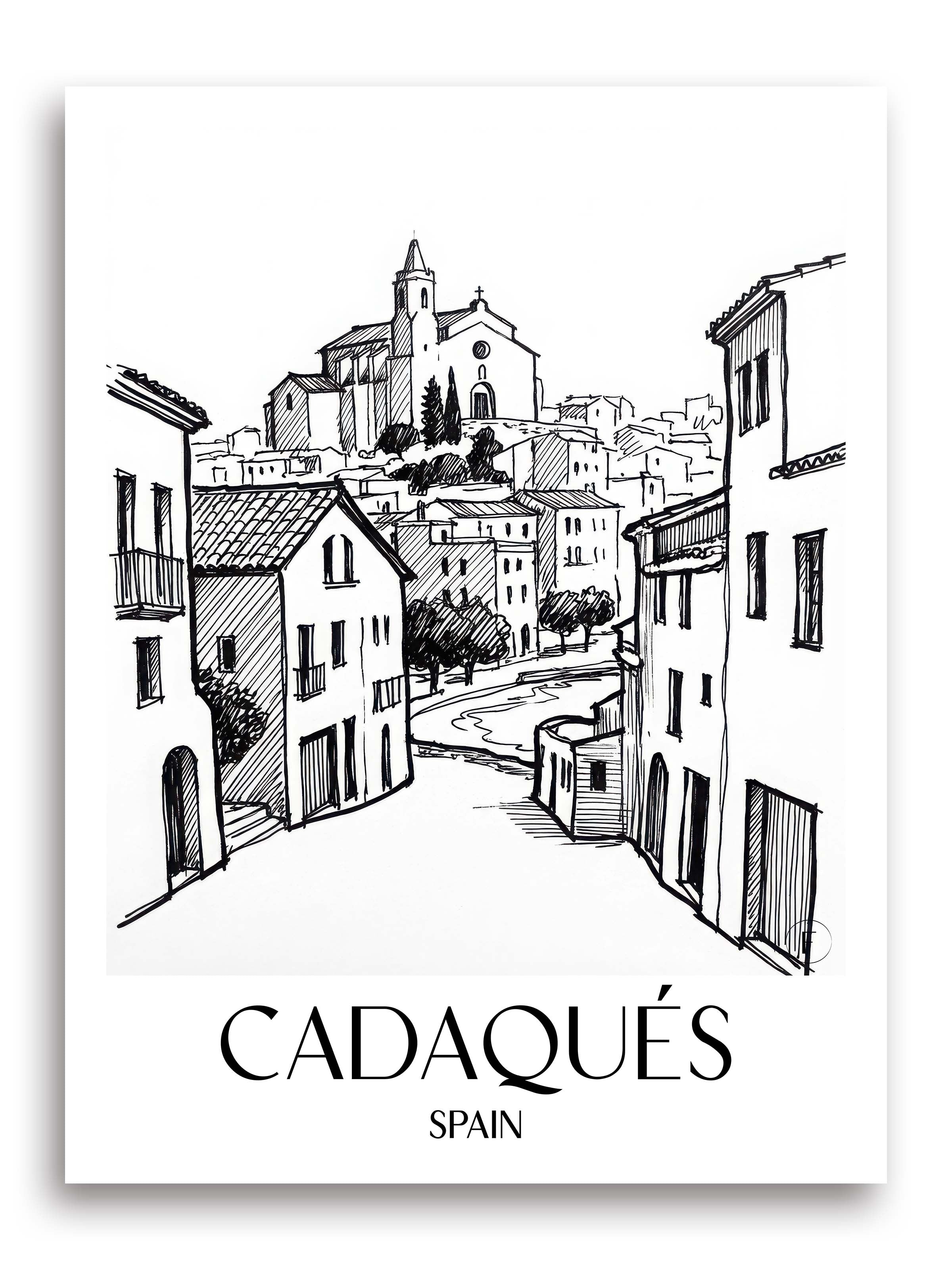 Cadaqués Poster - Spanien - Spanien Kunstdruck - Skizze von A4 bis A1 - favplace