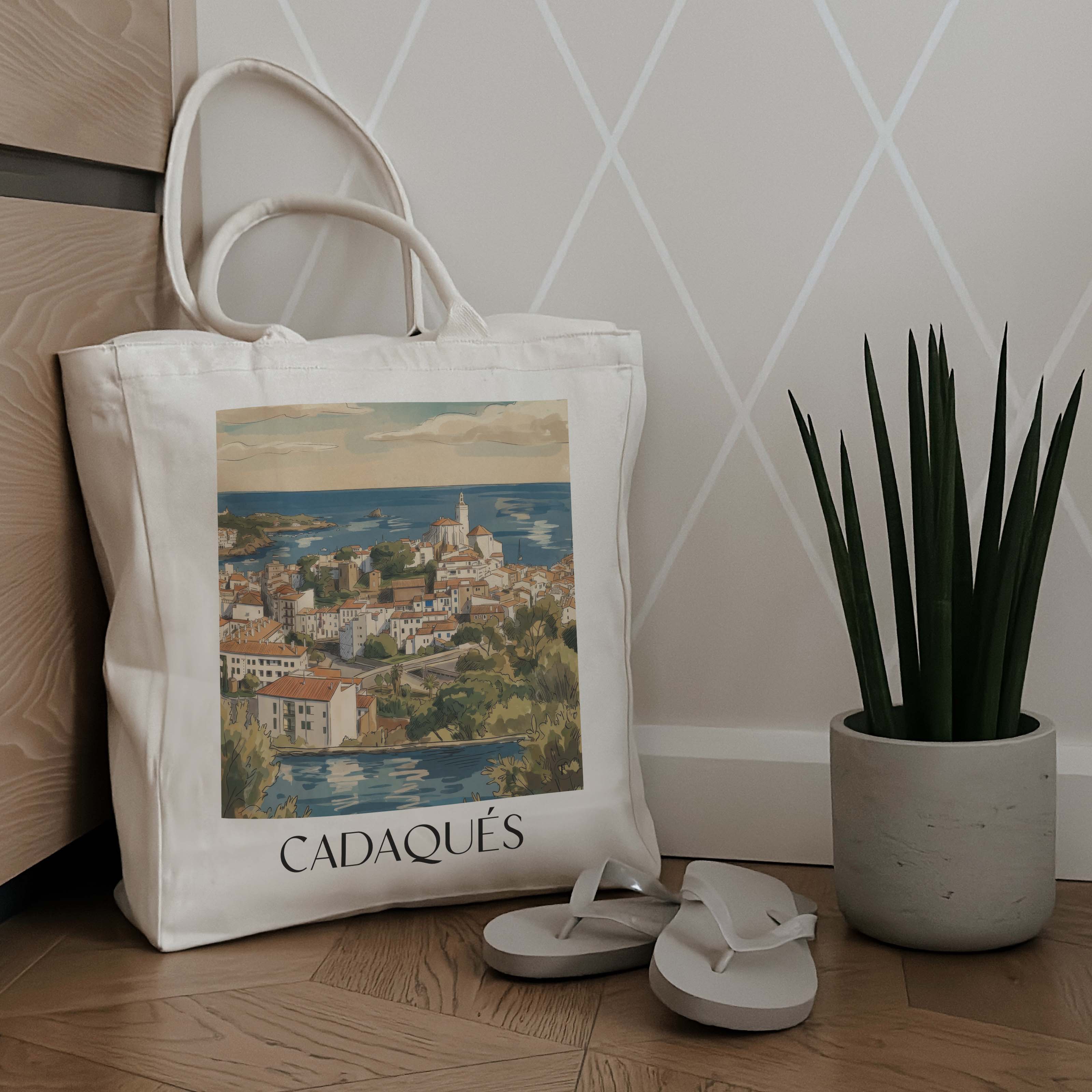 cadaqués-spanien-spanien-einkaufstasche-aquarell