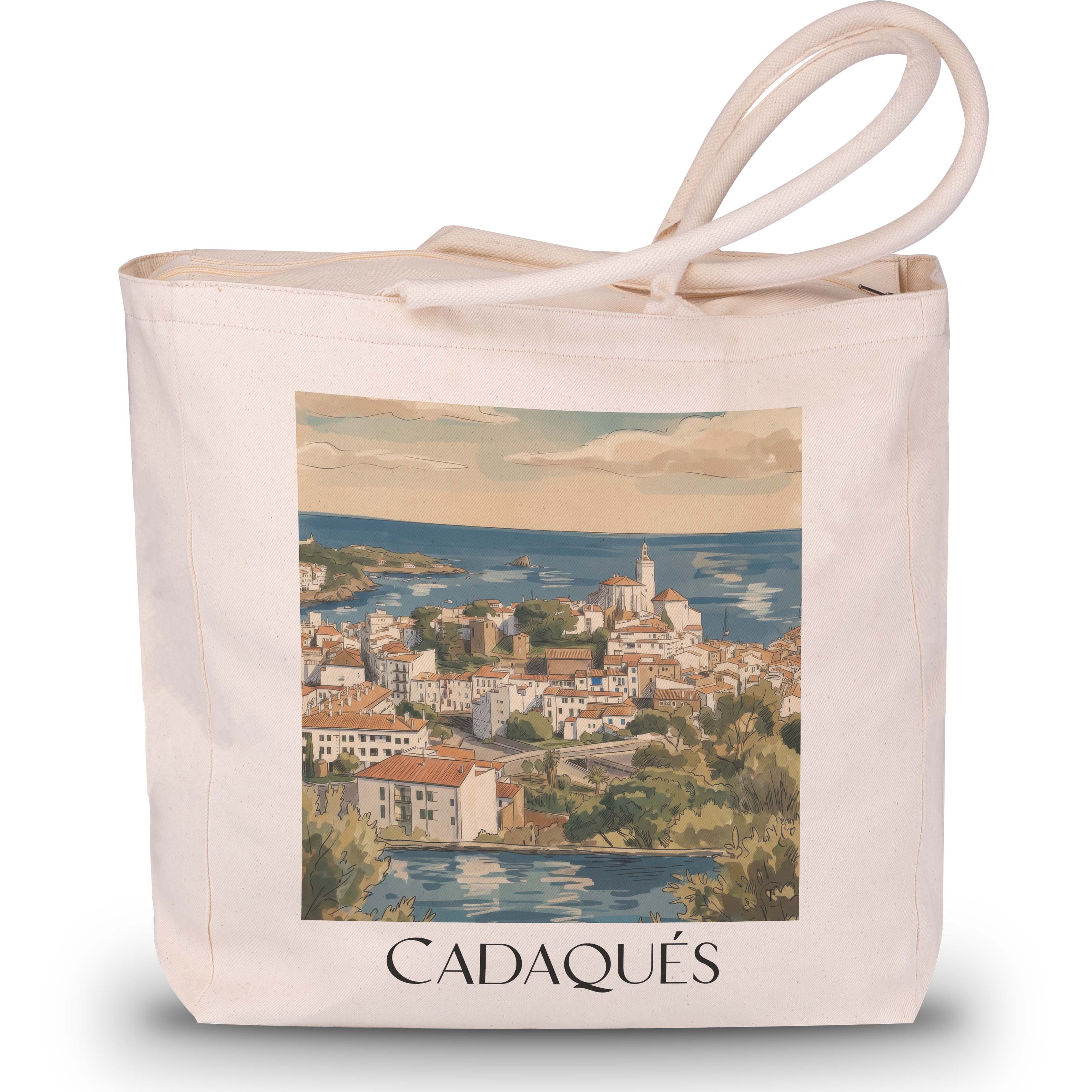 Cadaqués Shopping Tasche - Spanien - Spanien Tote Bag - Einkaufstasche im Aquarell Stil - favplace