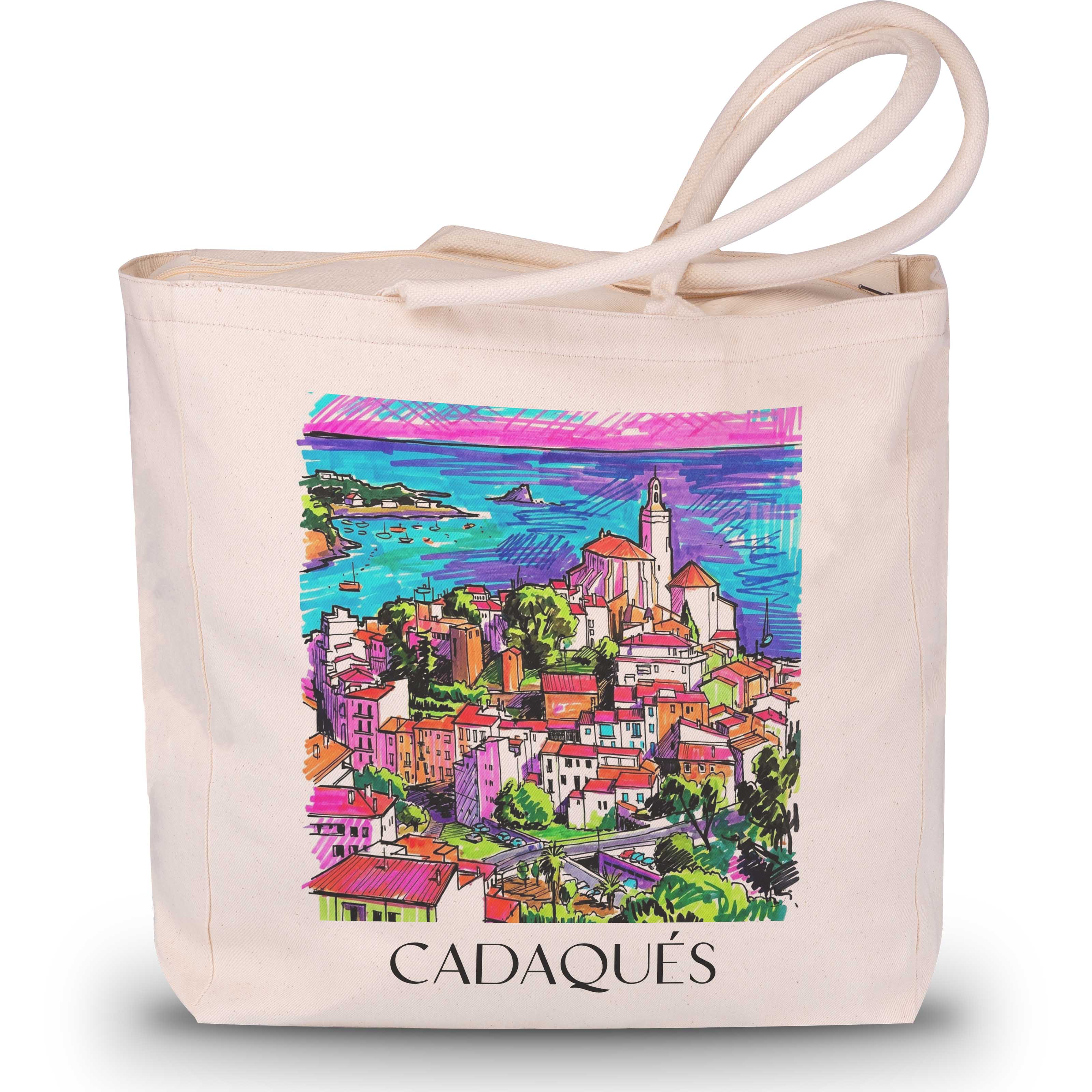 Cadaqués Shopping Tasche - Spanien - Spanien Tote Bag - Einkaufstasche im Tag Graffiti Stil - favplace