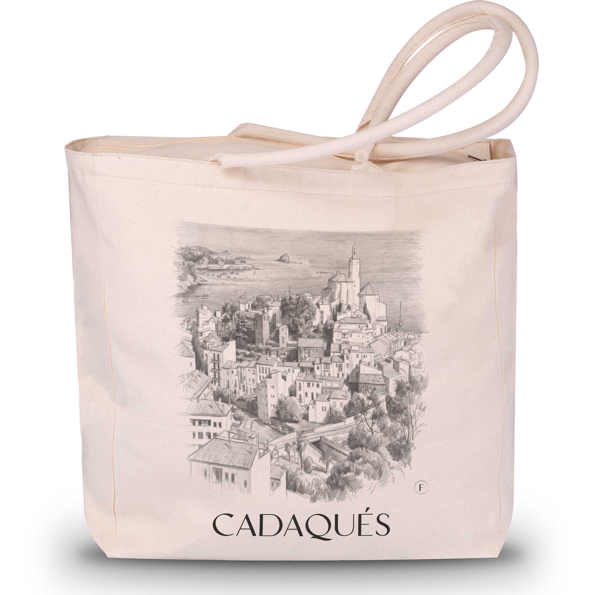 Cadaqués Shopping Tasche - Spanien - Spanien Tote Bag - Einkaufstasche im Zeichnung Stil
