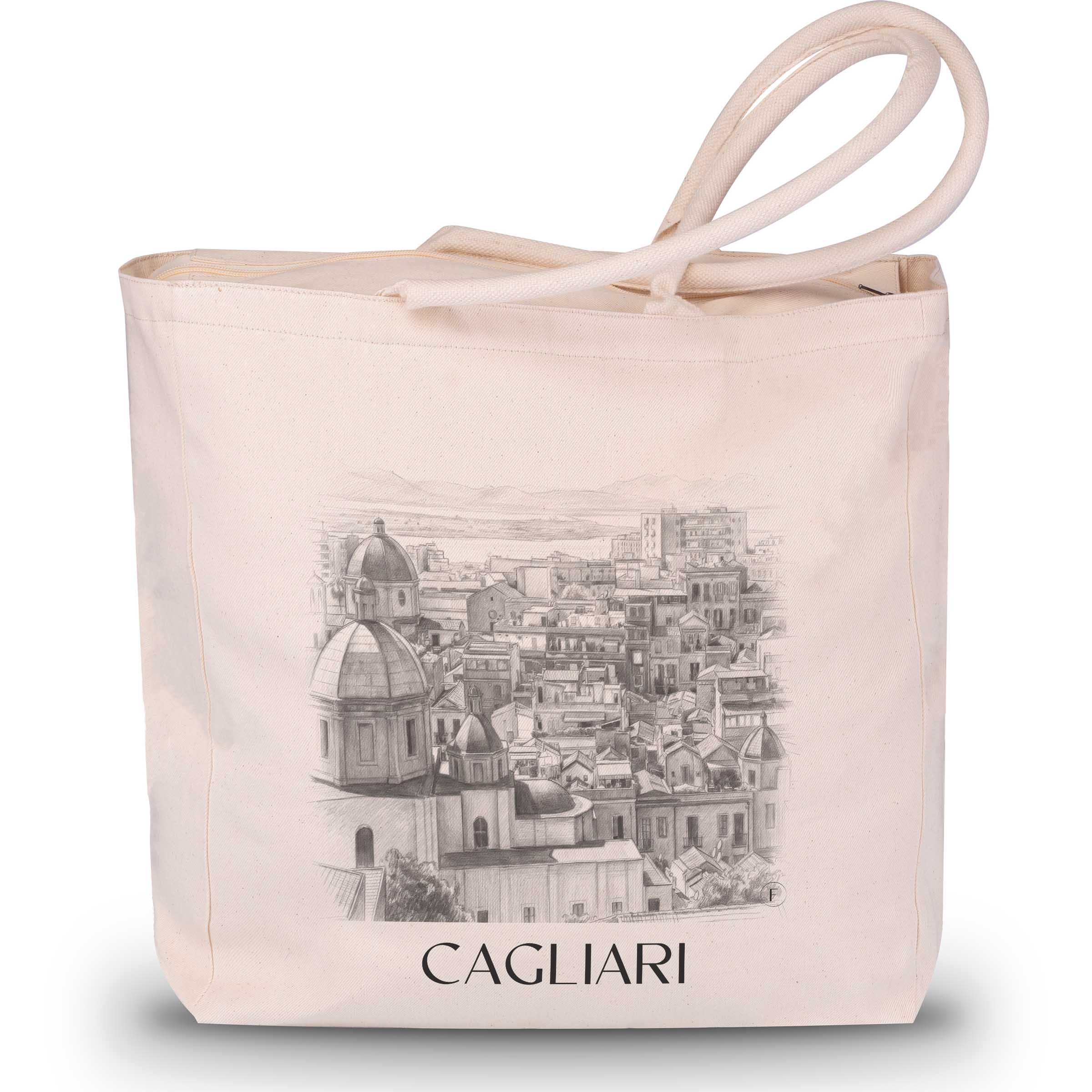 Cagliari - Italien Tote Bag - Einkaufstasche im Zeichnung Stil