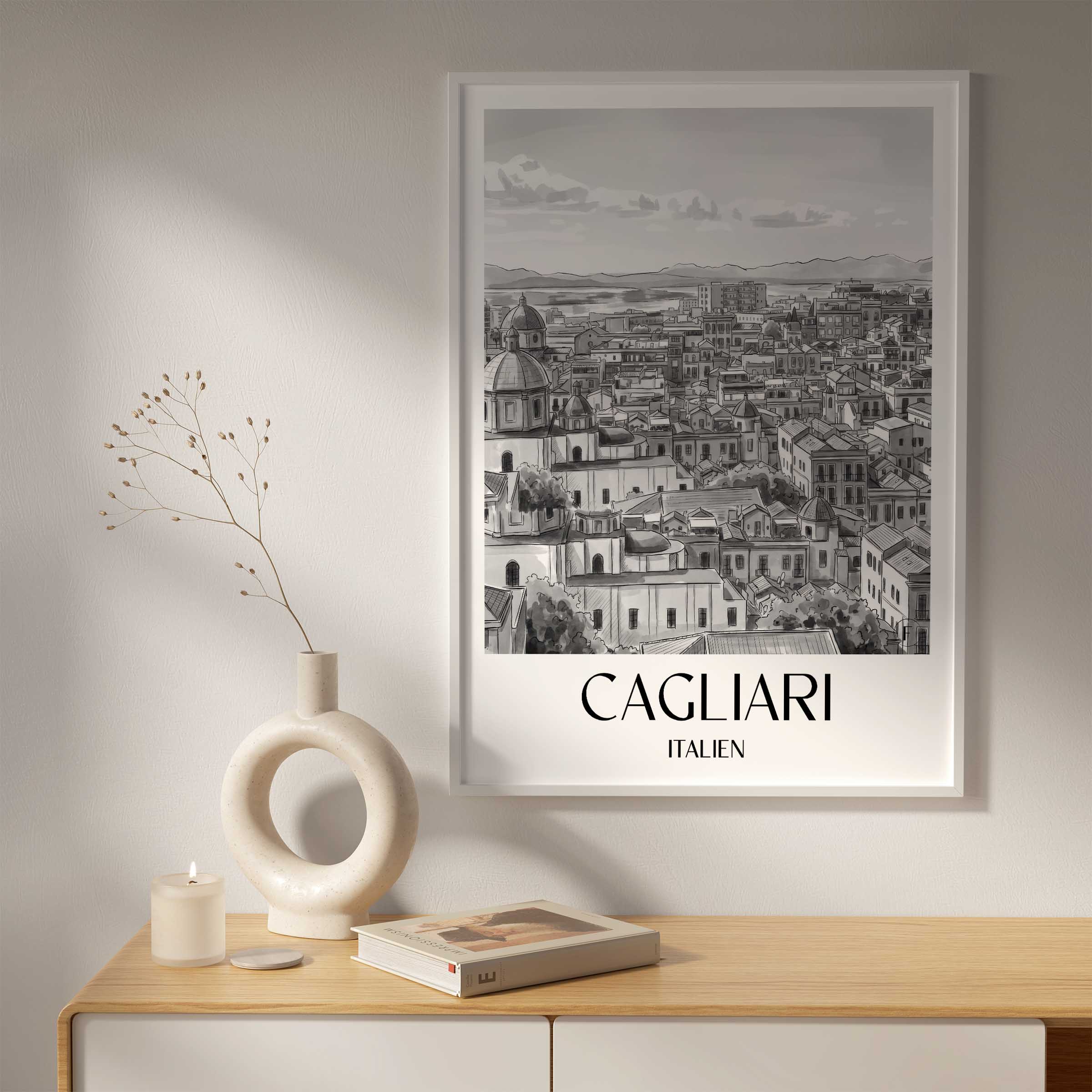 cagliari-italien-poster-aquarell-schwarz-weiss