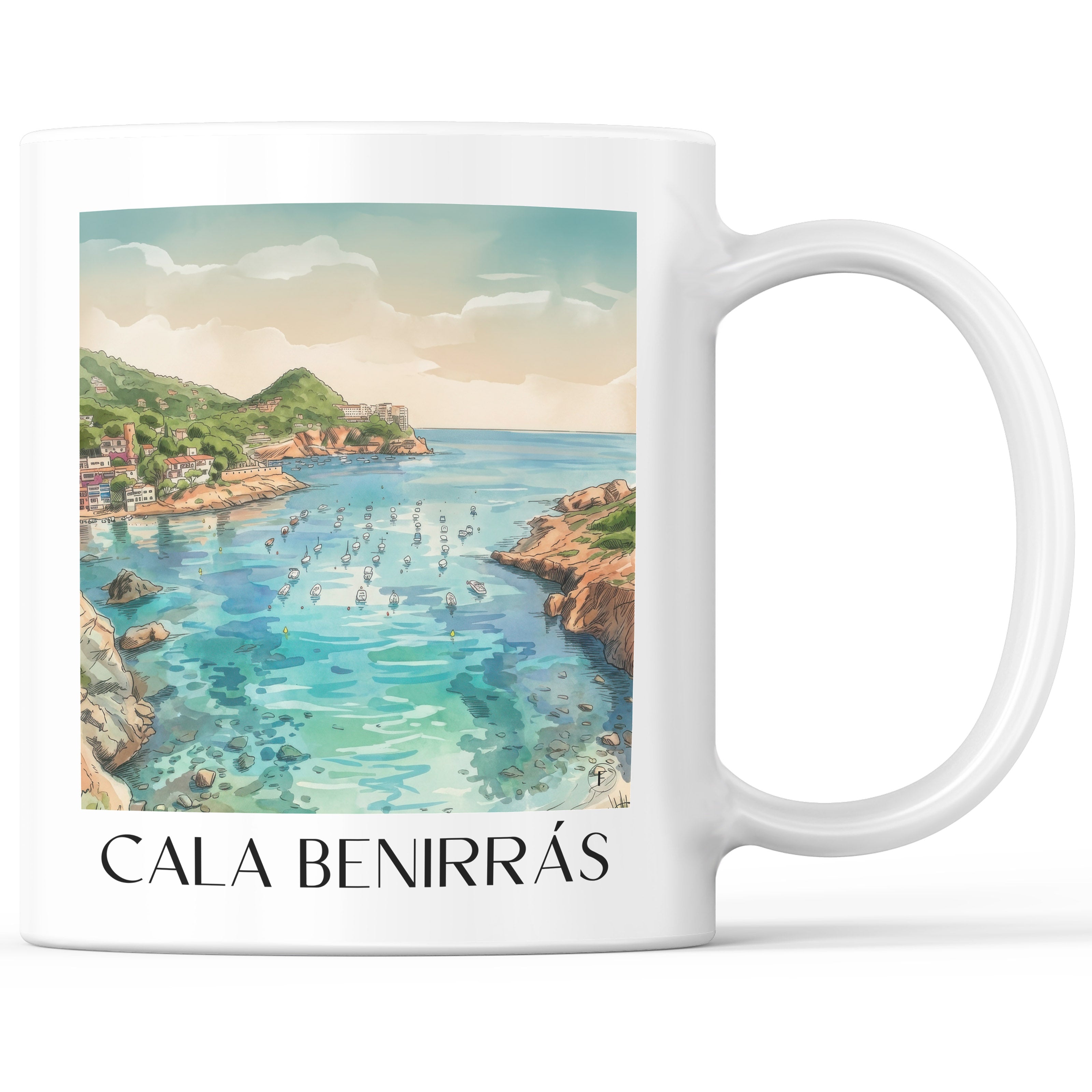 Cala Benirrás Kaffeebecher - Ibiza - Spanien Becher - Kaffeetasse im Aquarell Stil - favplace