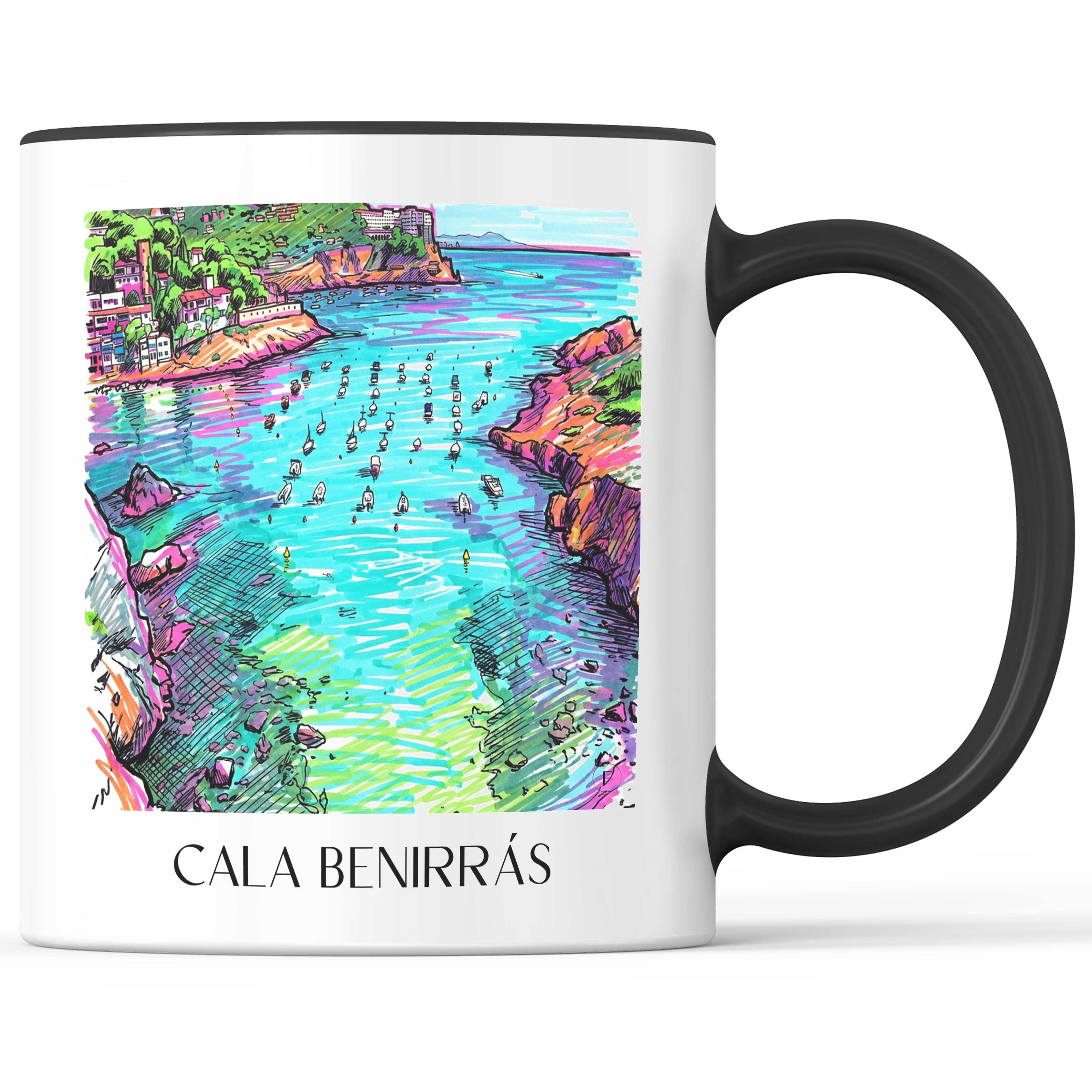Cala Benirrás Kaffeebecher - Ibiza - Spanien Becher - Kaffeetasse im Tag Graffiti Stil - favplace