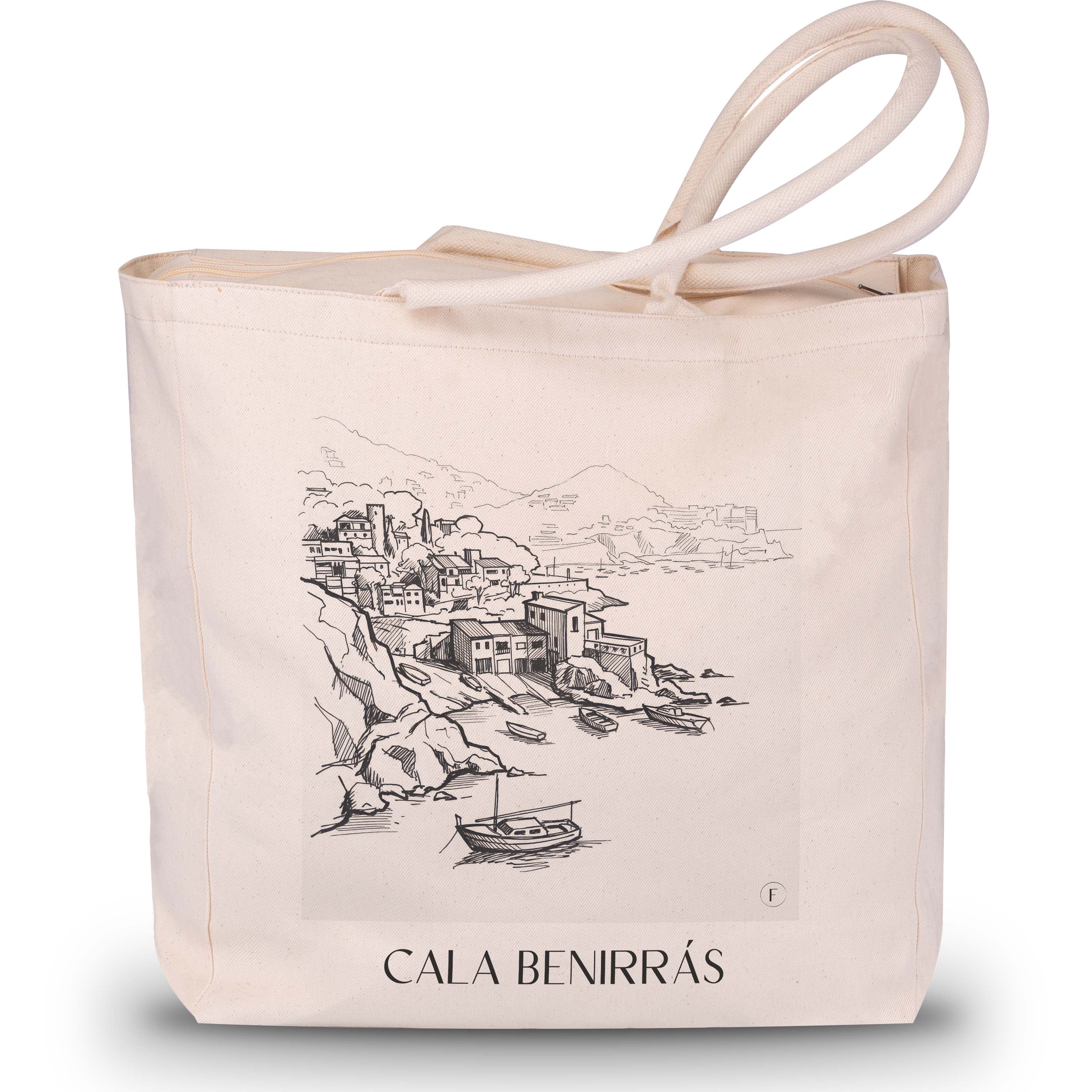 Cala Benirrás Shopping Tasche - Ibiza - Spanien Tote Bag - Einkaufstasche im Skizze Stil - favplace