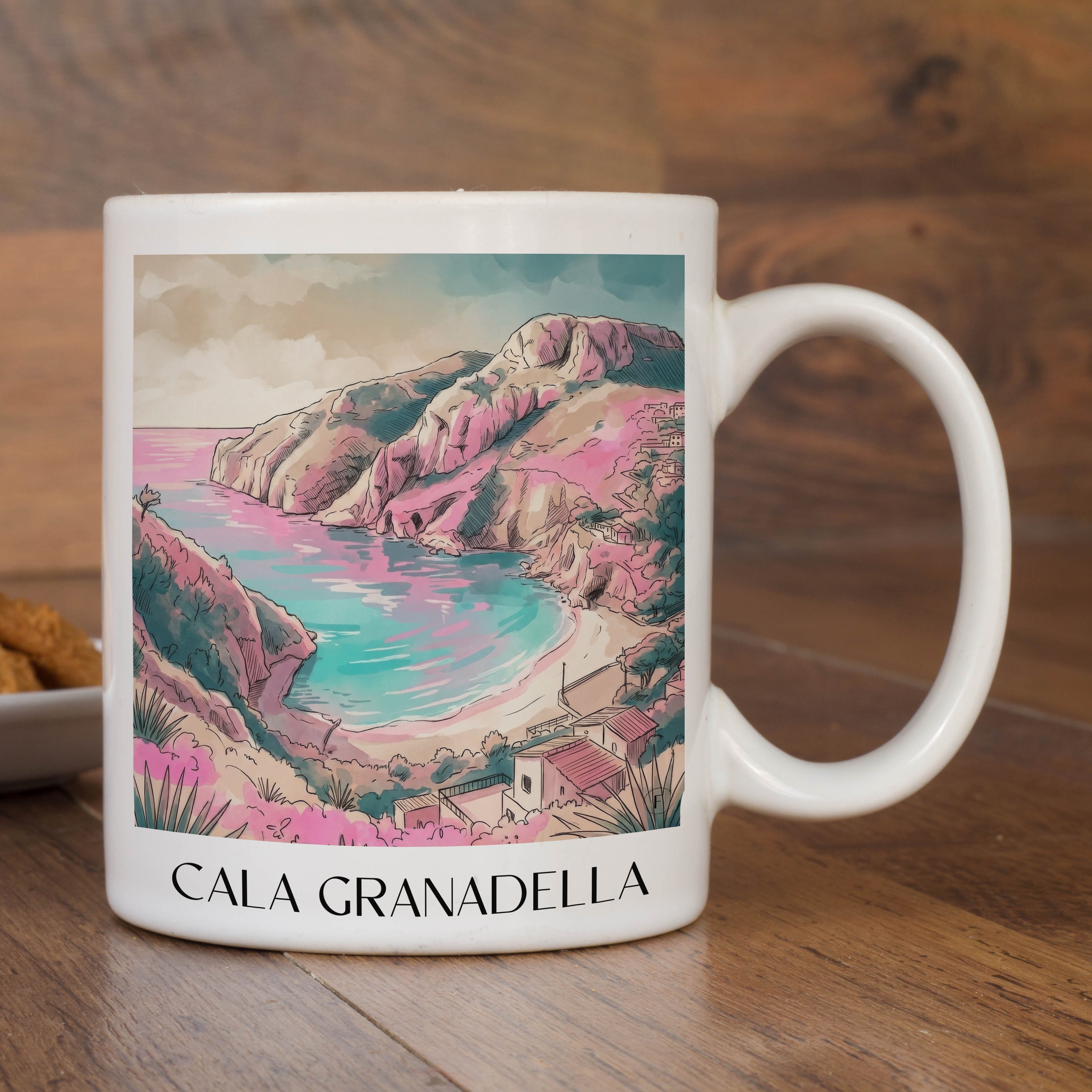 cala-granadella-javea-spanien-kaffeebecher-aquarell-pink-rosa