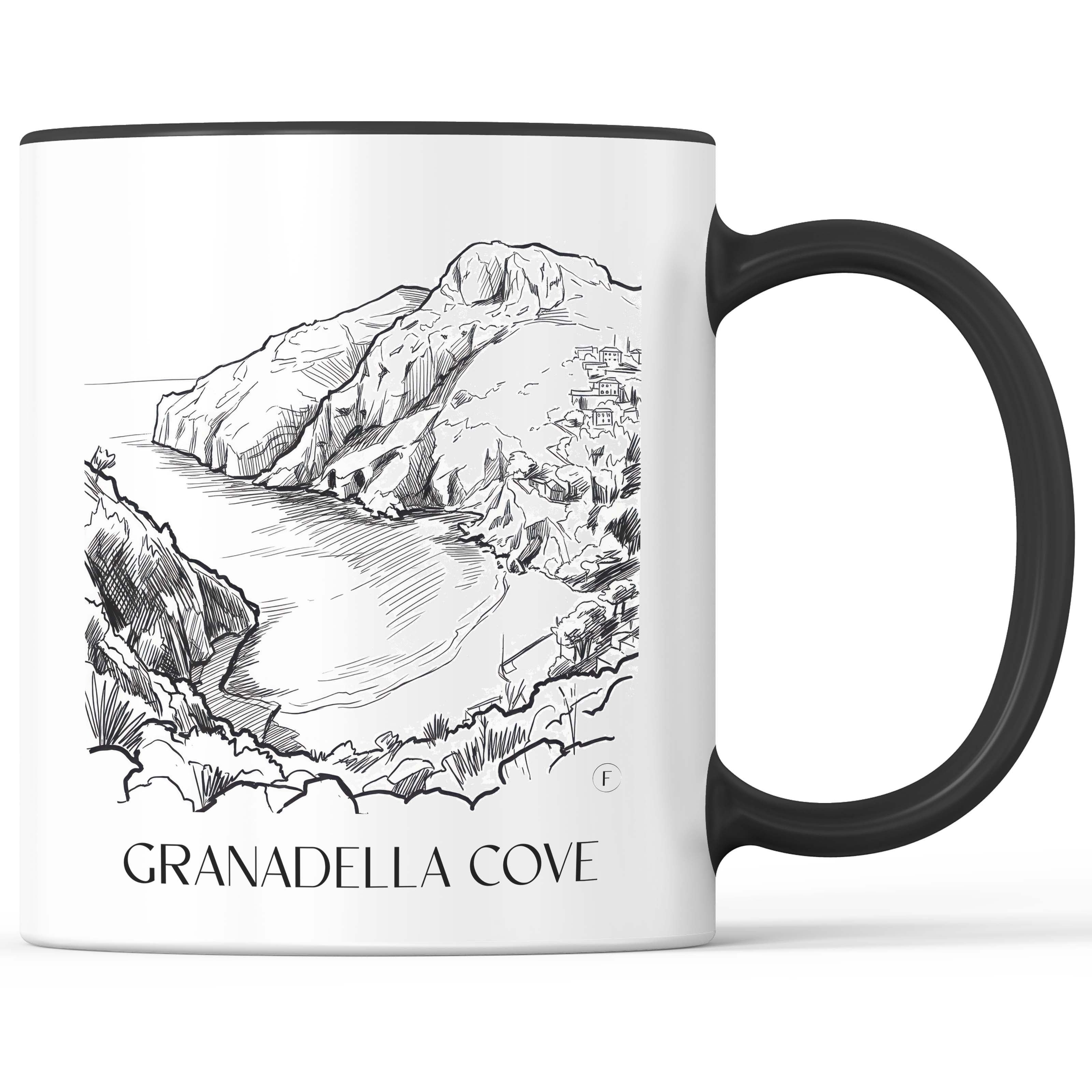 Cala Granadella Kaffeebecher - Javea - Spanien Becher - Kaffeetasse im Skizze Stil - favplace