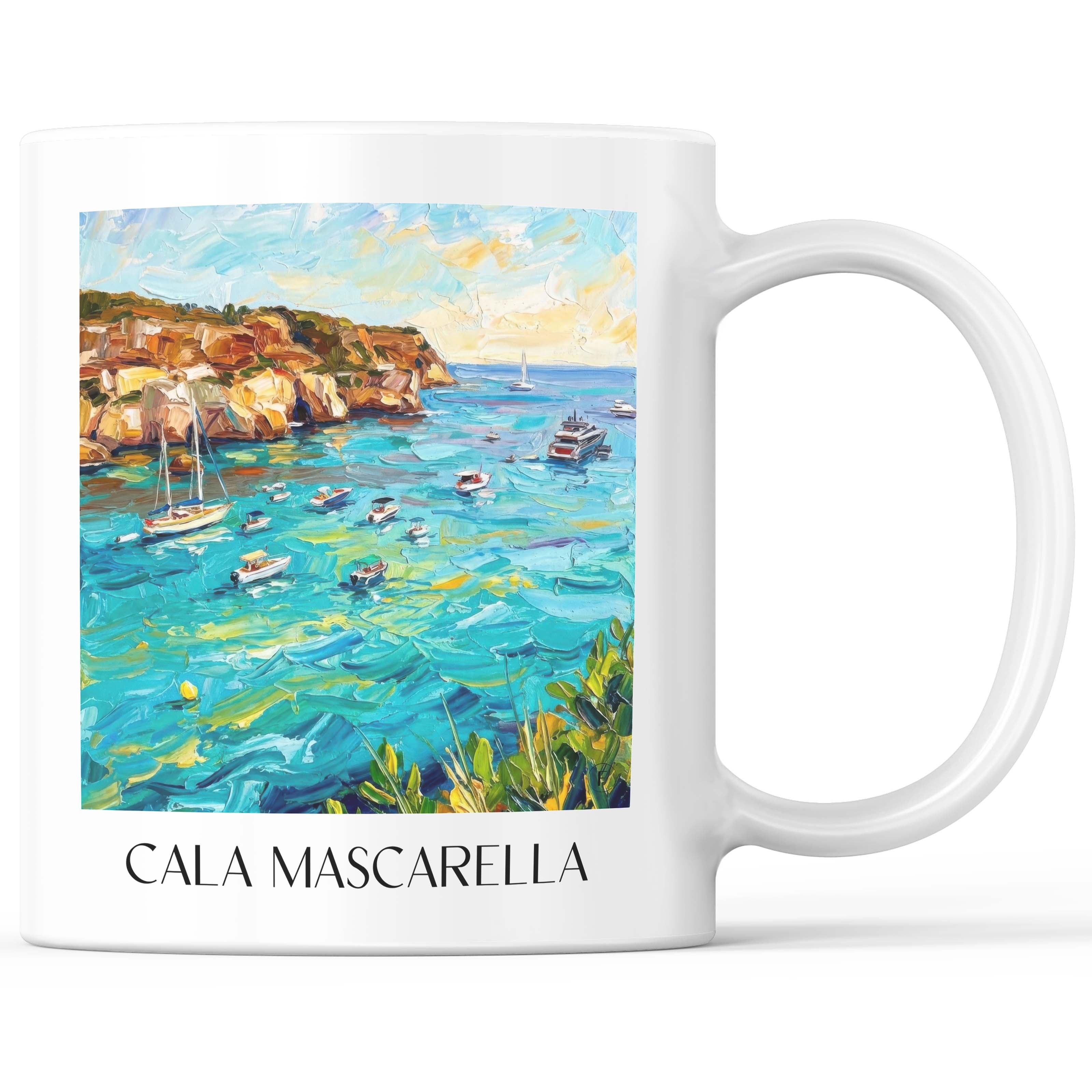 Cala Mascarella Kaffeebecher - Menorca - Spanien Becher - Kaffeetasse im Ölgemälde Stil - favplace