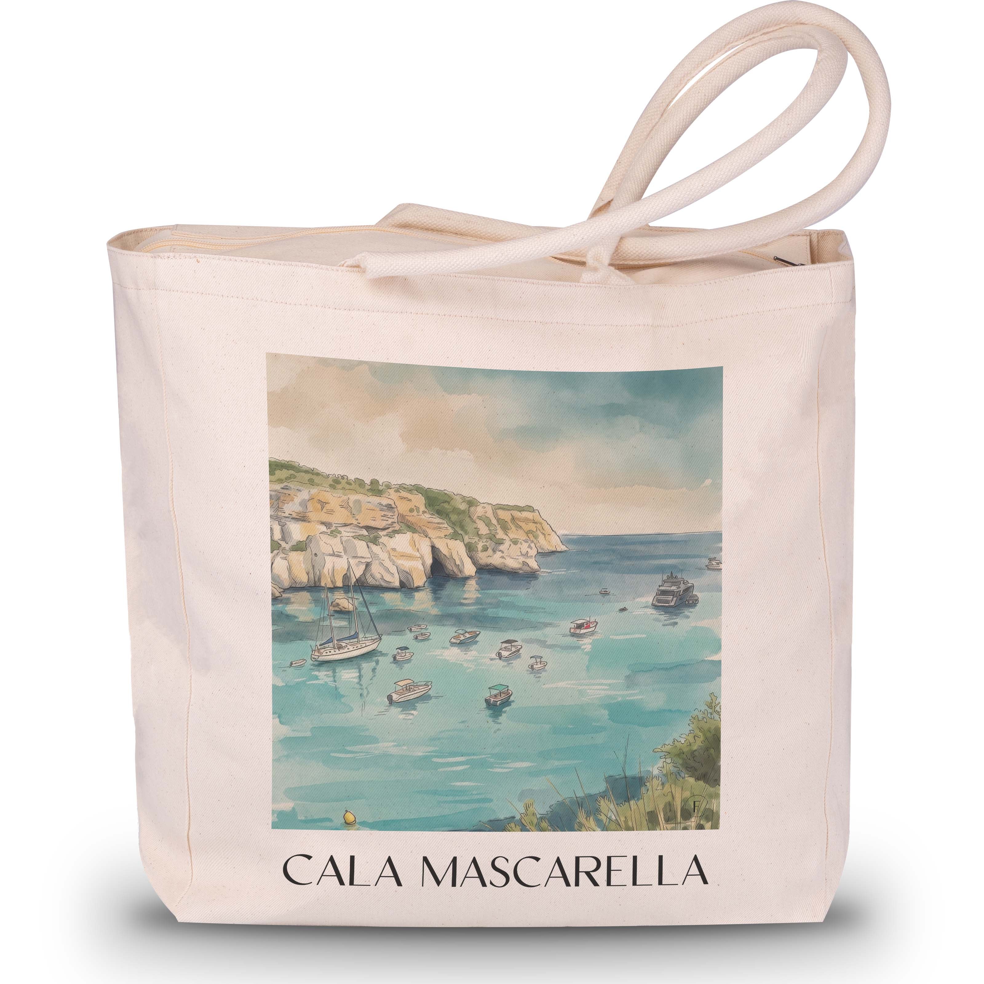 Cala Mascarella Shopping Tasche - Menorca - Spanien Tote Bag - Einkaufstasche im Aquarell Stil - favplace