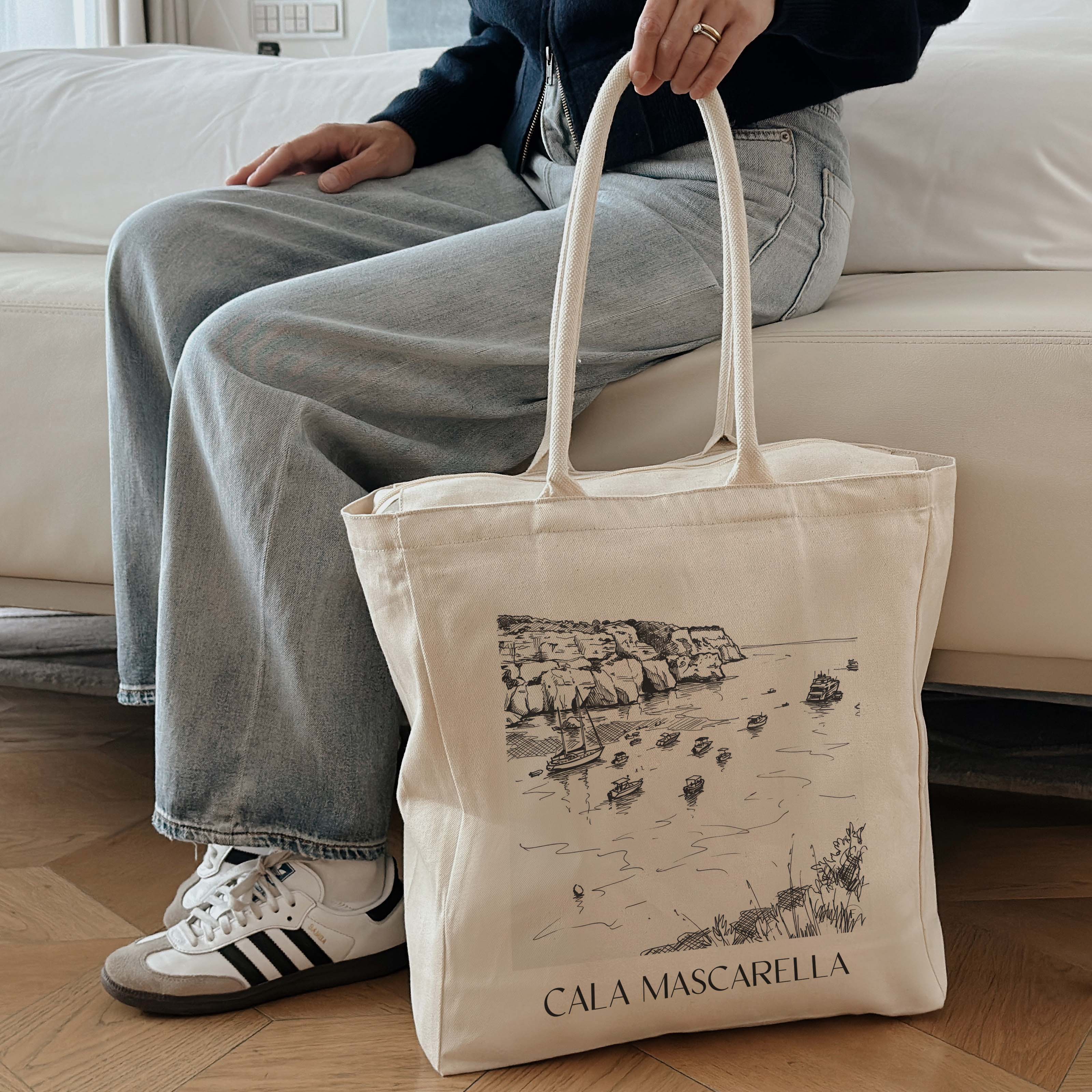 cala-mascarella-menorca-spanien-einkaufstasche-skizze
