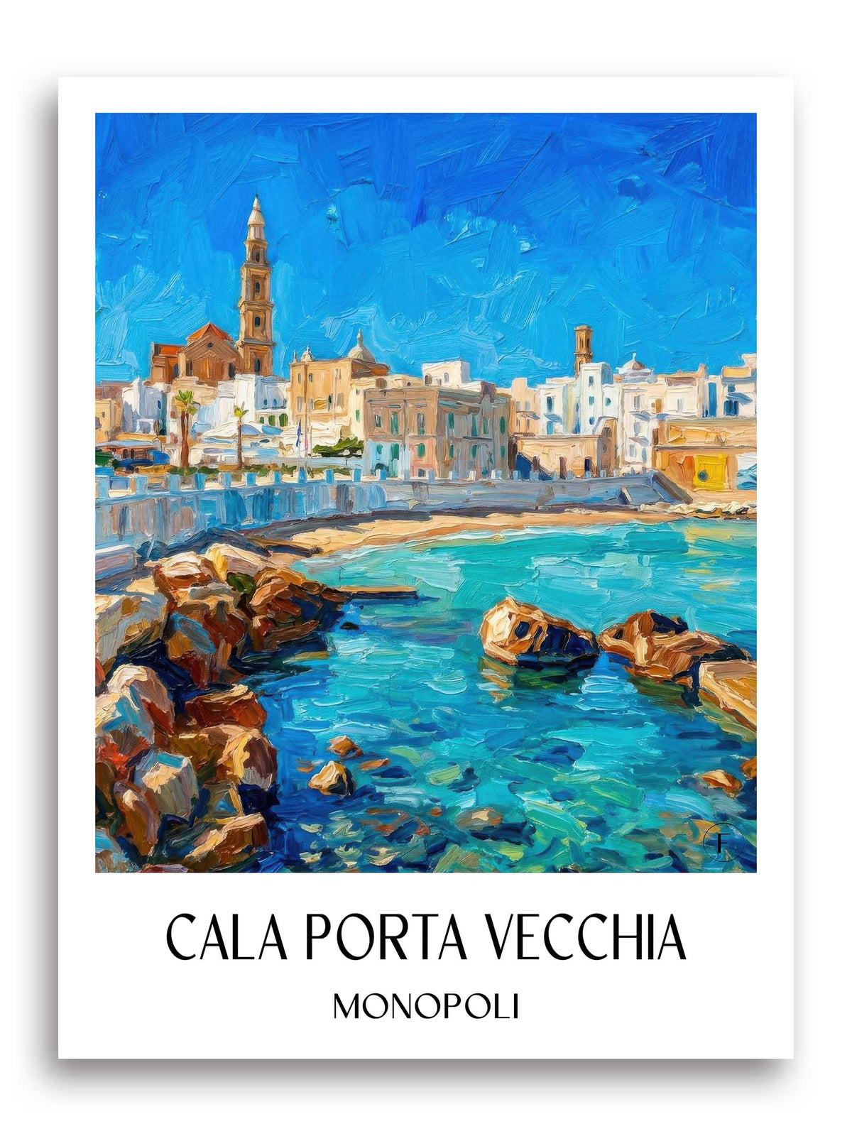 Cala Porta Vecchia Poster - Monopoli - Italien Kunstdruck - Ölgemälde von A4 bis A1 - favplace