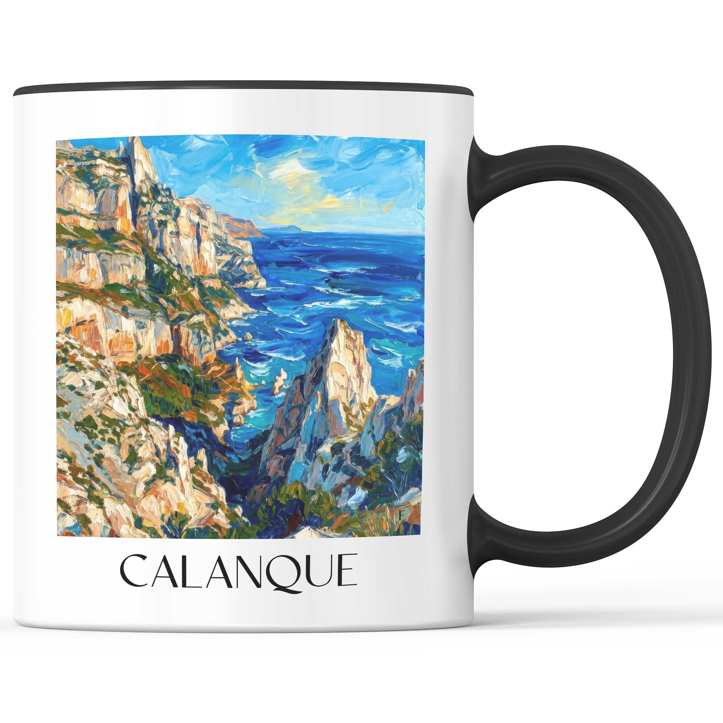 Calanque Kaffeebecher - Marseille - Frankreich Becher - Kaffeetasse im Ölgemälde Stil - favplace