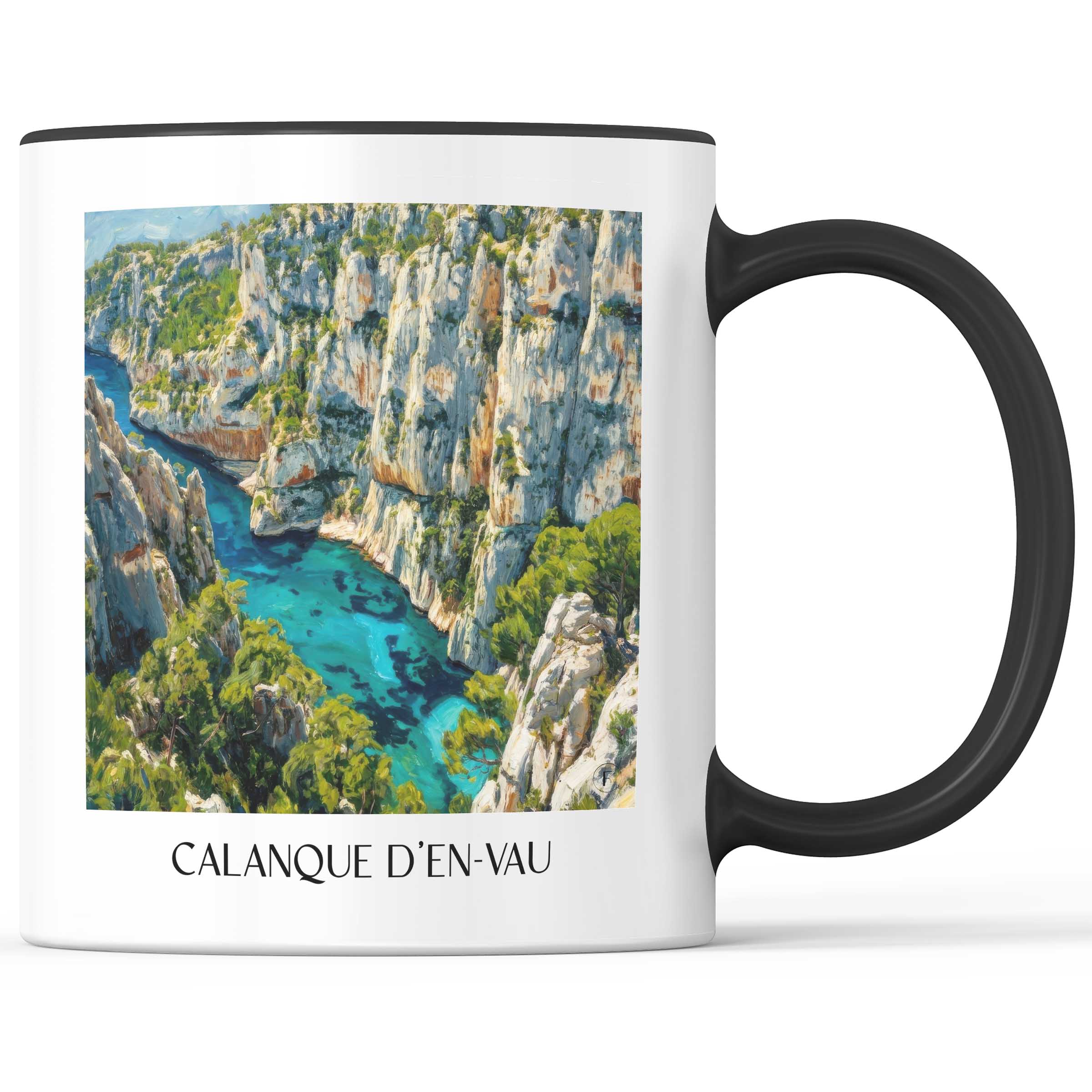 Calanque d´En-Vau Kaffeebecher - Côte d´Azur - Frankreich Becher - Kaffeetasse im Ölgemälde Stil - favplace