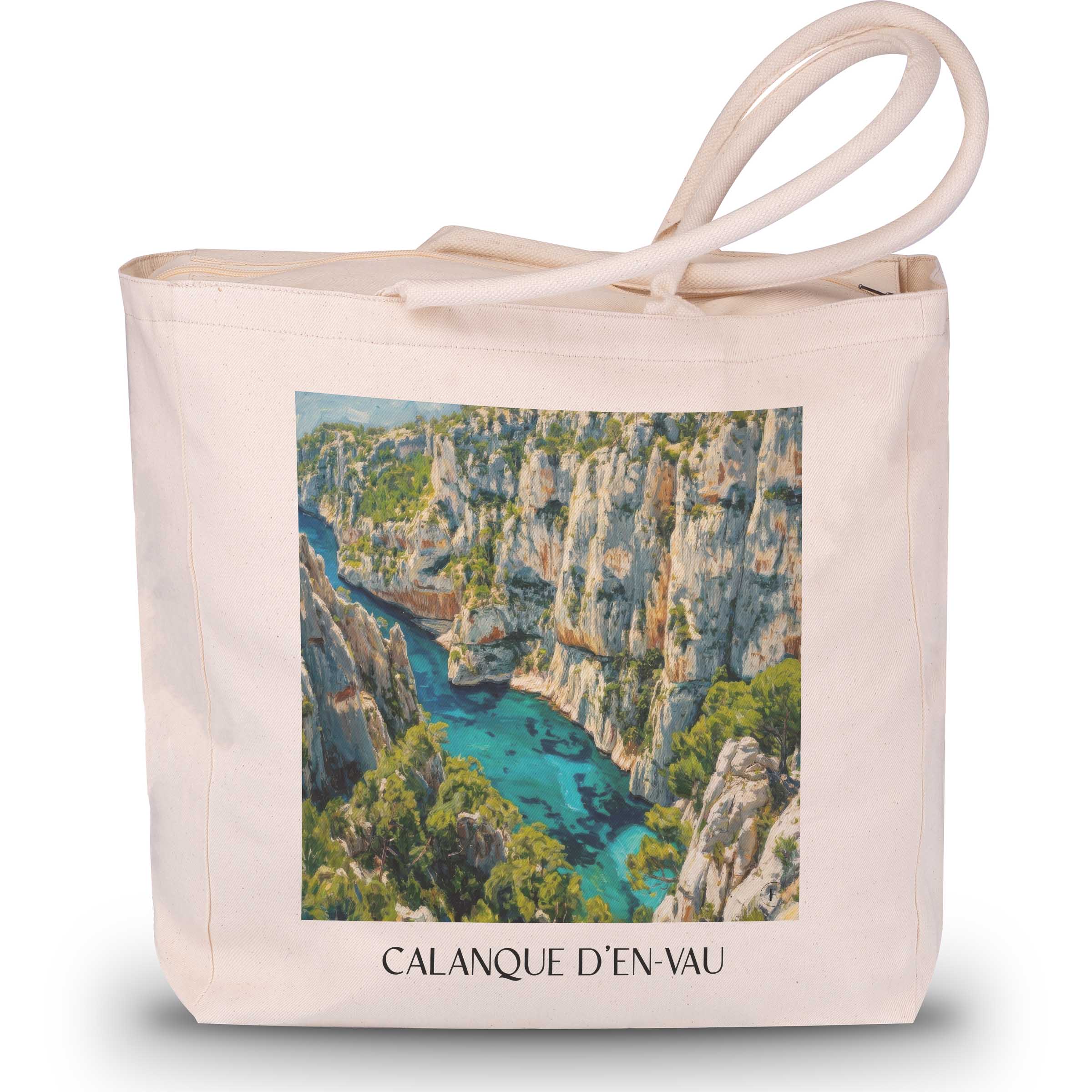 Calanque d´En-Vau Shopping Tasche - Côte d´Azur - Frankreich Tote Bag - Einkaufstasche im Ölgemälde Stil - favplace