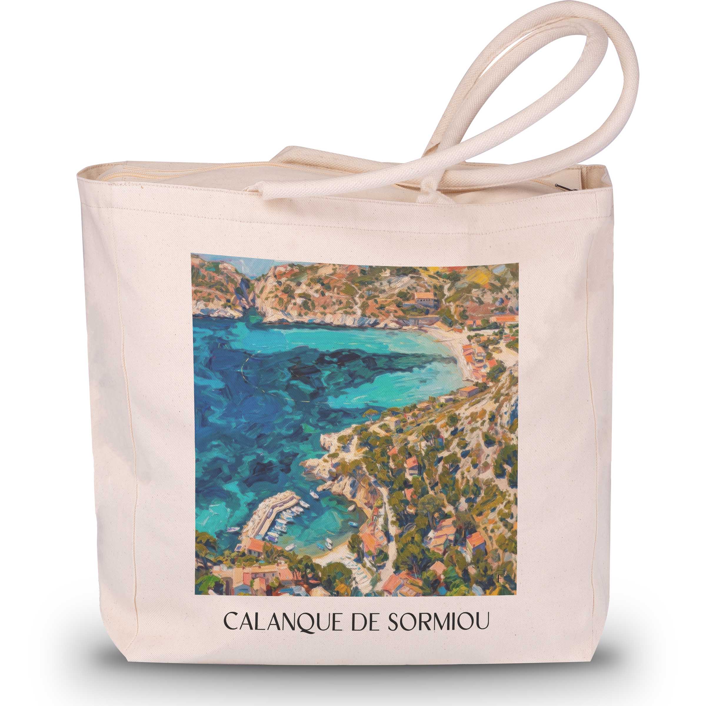 calanque-de-sormiou-côte-d´azur-frankreich-einkaufstasche-oil-painting-oelgemaelde