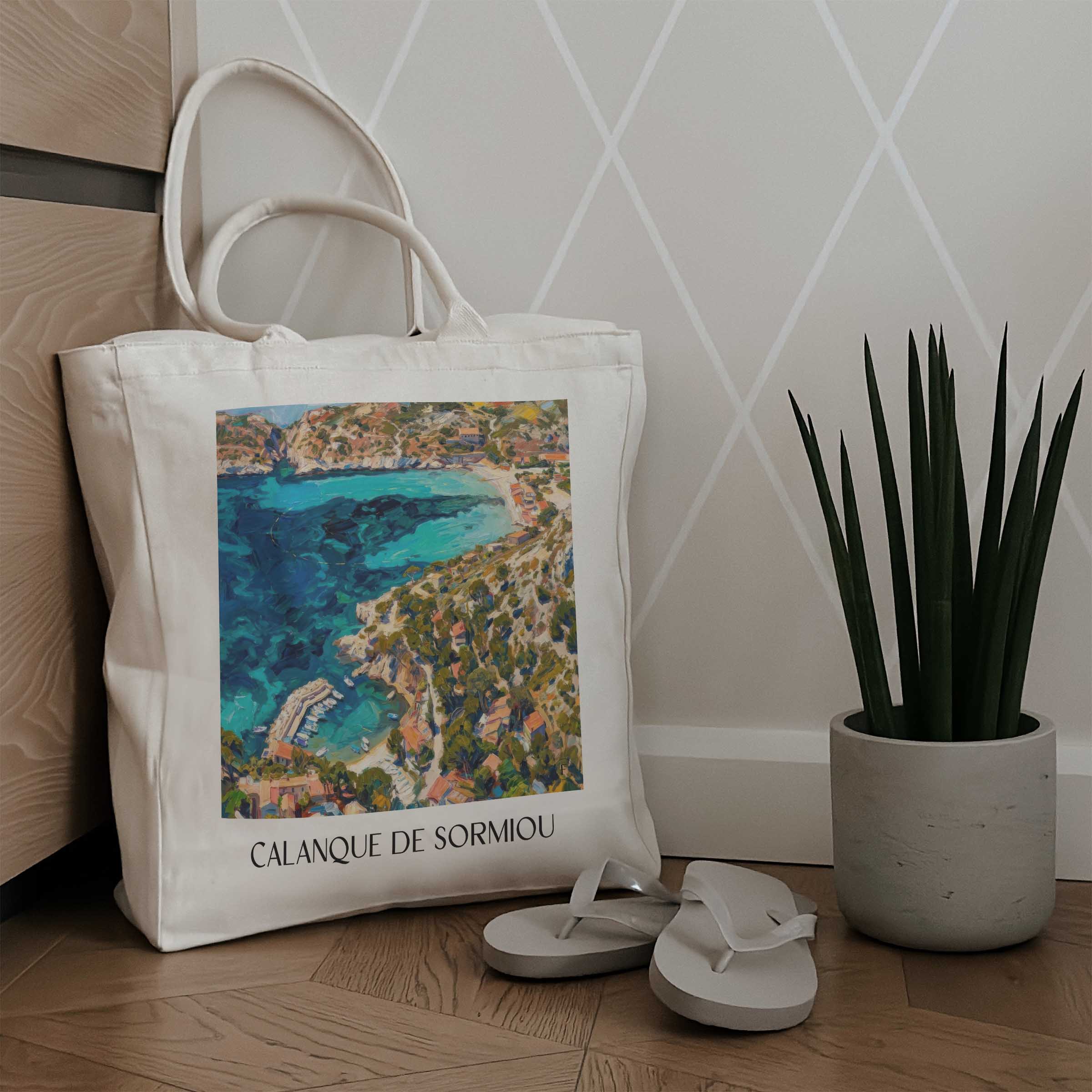calanque-de-sormiou-côte-d´azur-frankreich-einkaufstasche-oil-painting-oelgemaelde