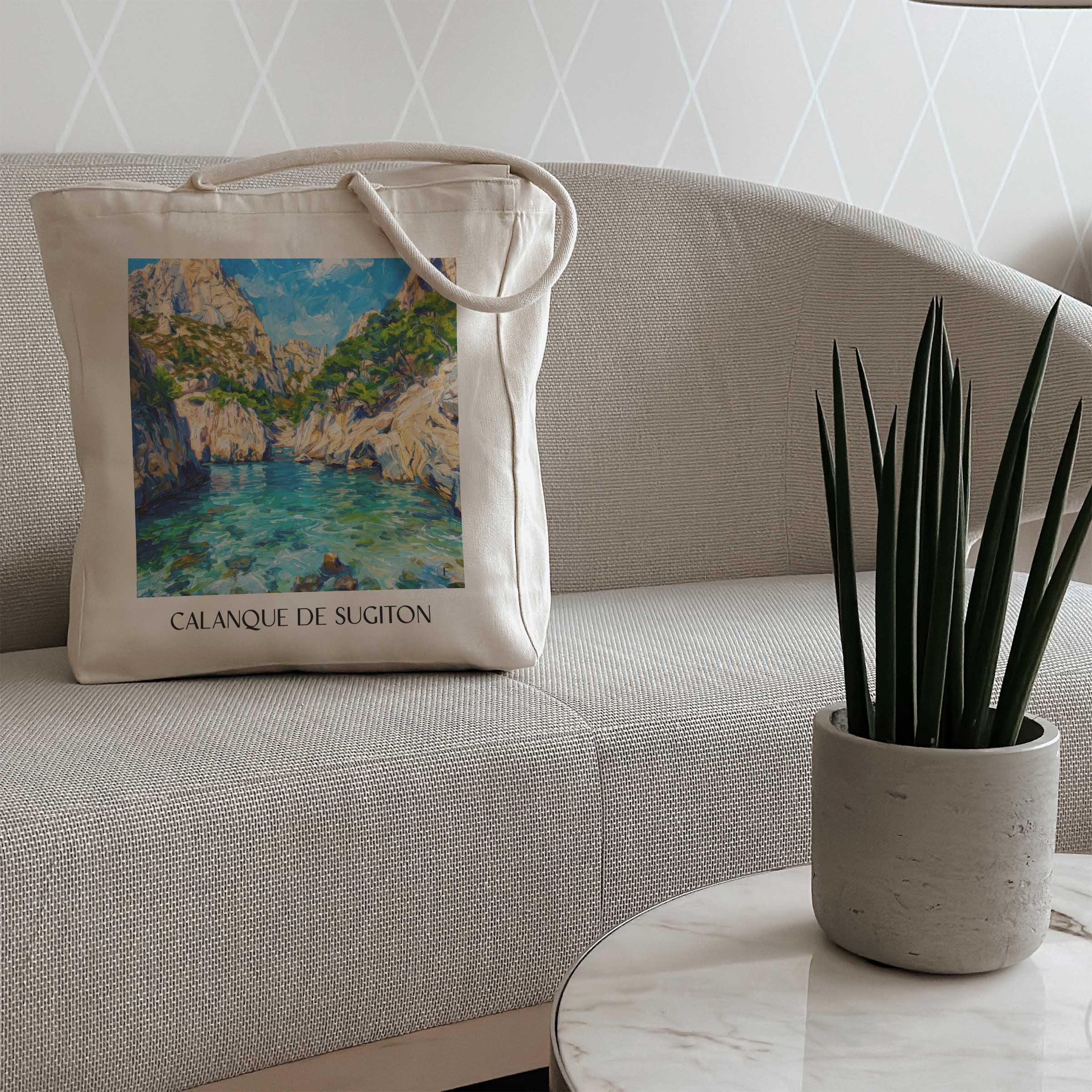 calanque-de-sugiton-côte-d´azur-frankreich-einkaufstasche-oil-painting-oelgemaelde