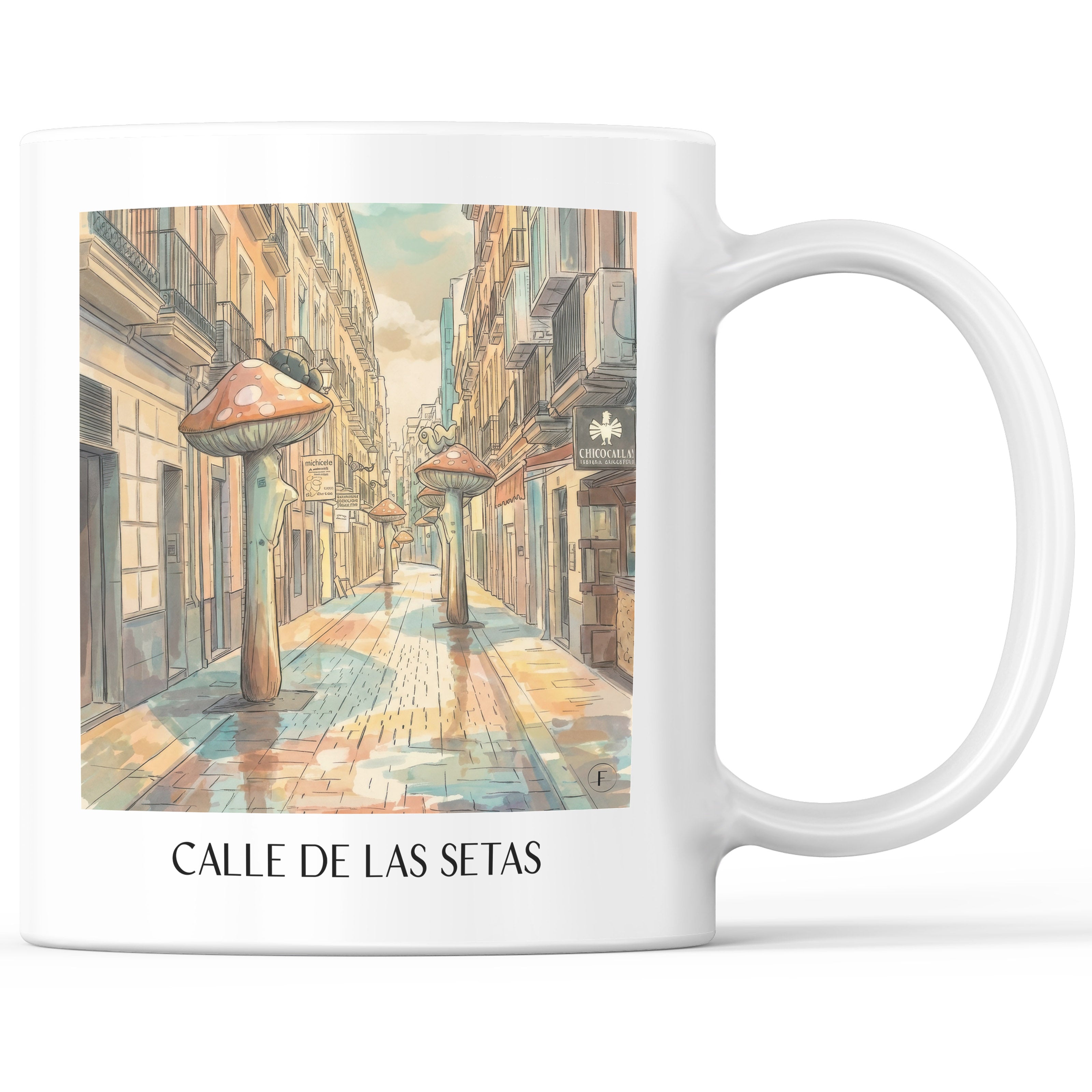 Calle de las Setas Kaffeebecher - Alicante - Spanien Becher - Kaffeetasse im Aquarell Stil - favplace