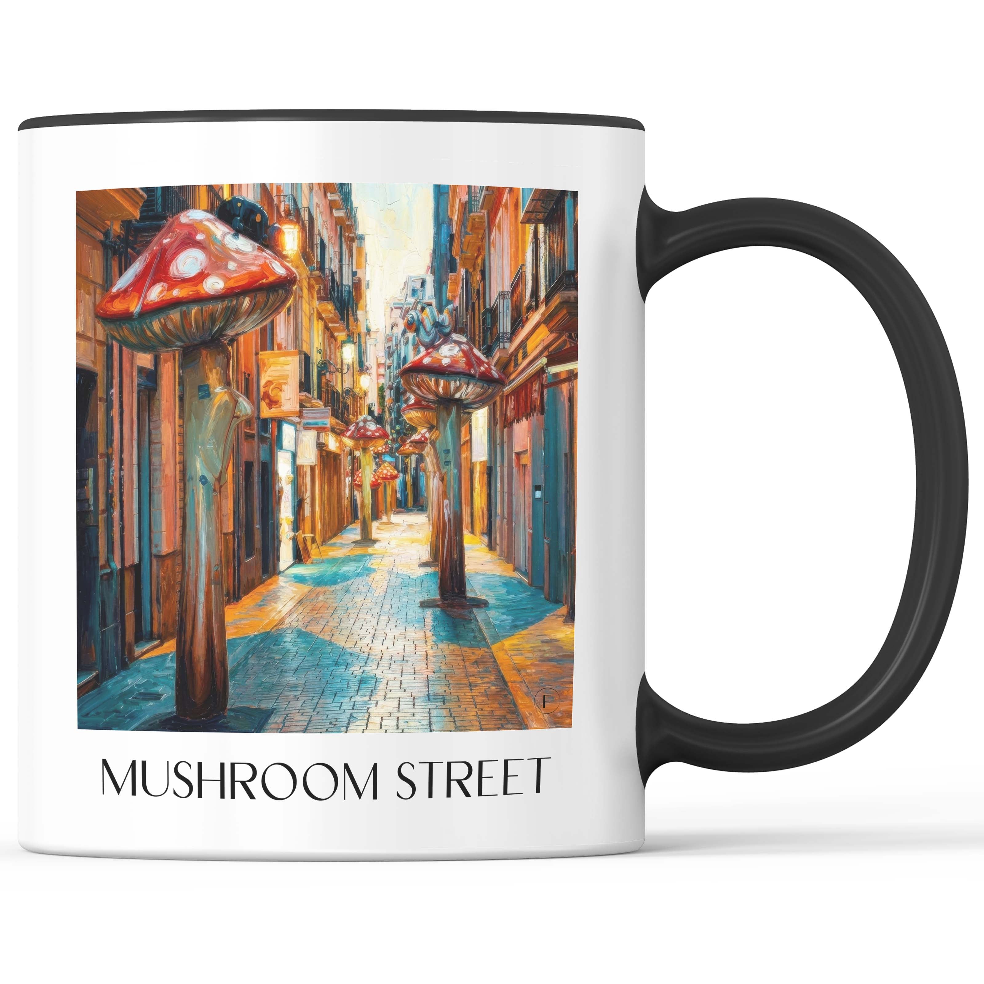 Calle de las Setas Kaffeebecher - Alicante - Spanien Becher - Kaffeetasse im Ölgemälde Stil - favplace