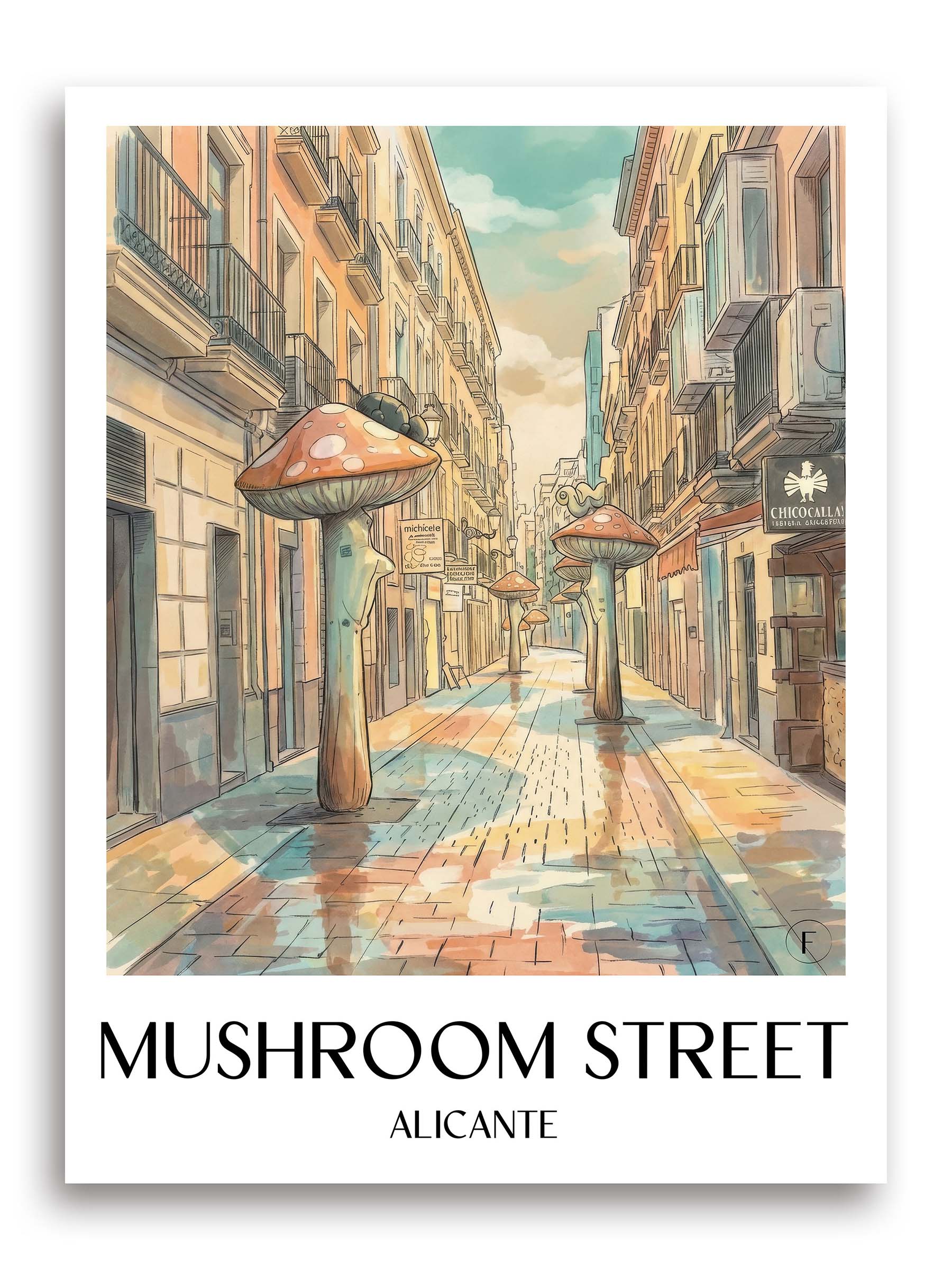 Calle de las Setas Poster - Alicante - Spanien Kunstdruck - Aquarell von A4 bis A1 - favplace