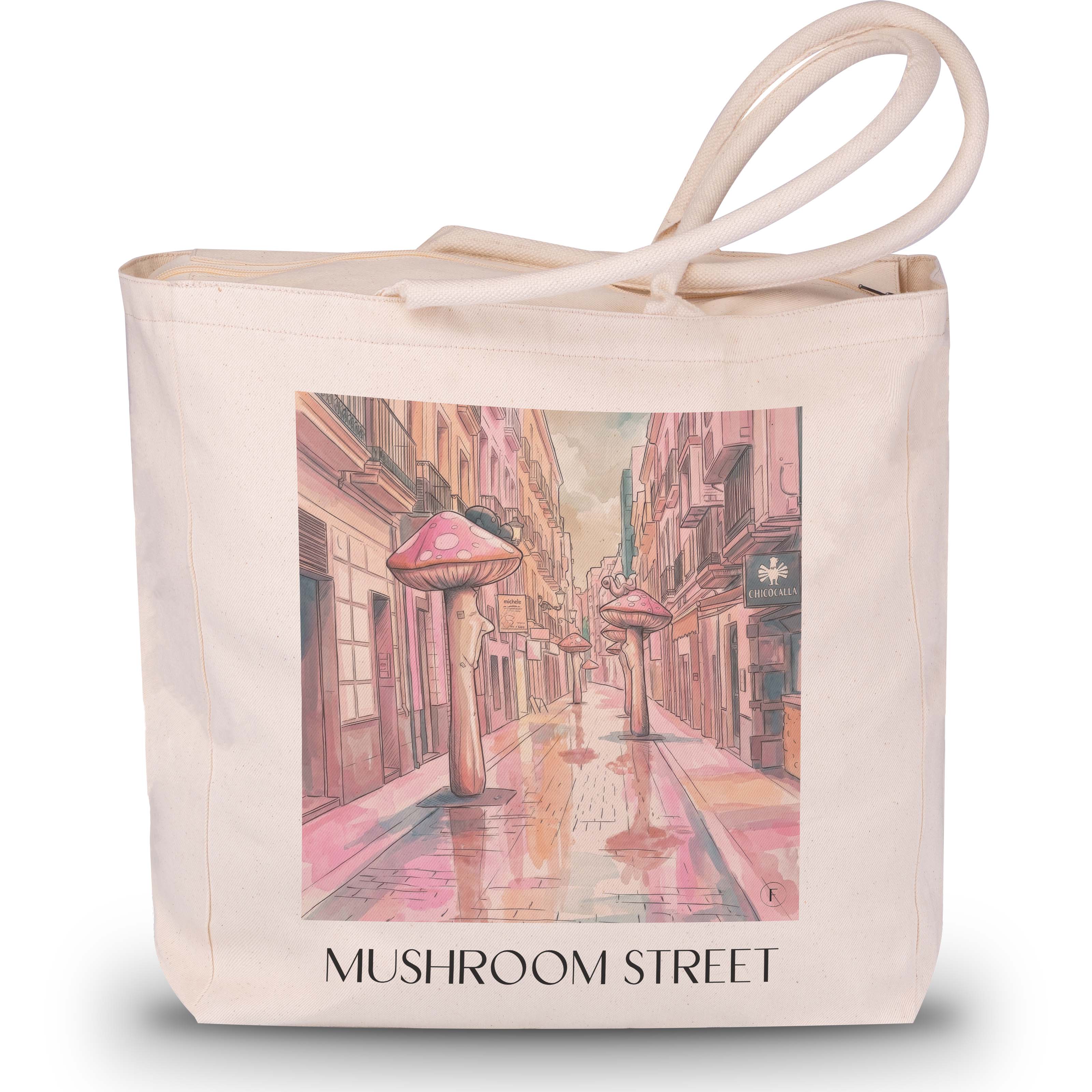 Calle de las Setas Shopping Tasche - Alicante - Spanien Tote Bag - Einkaufstasche im Aquarell Pink Stil - favplace