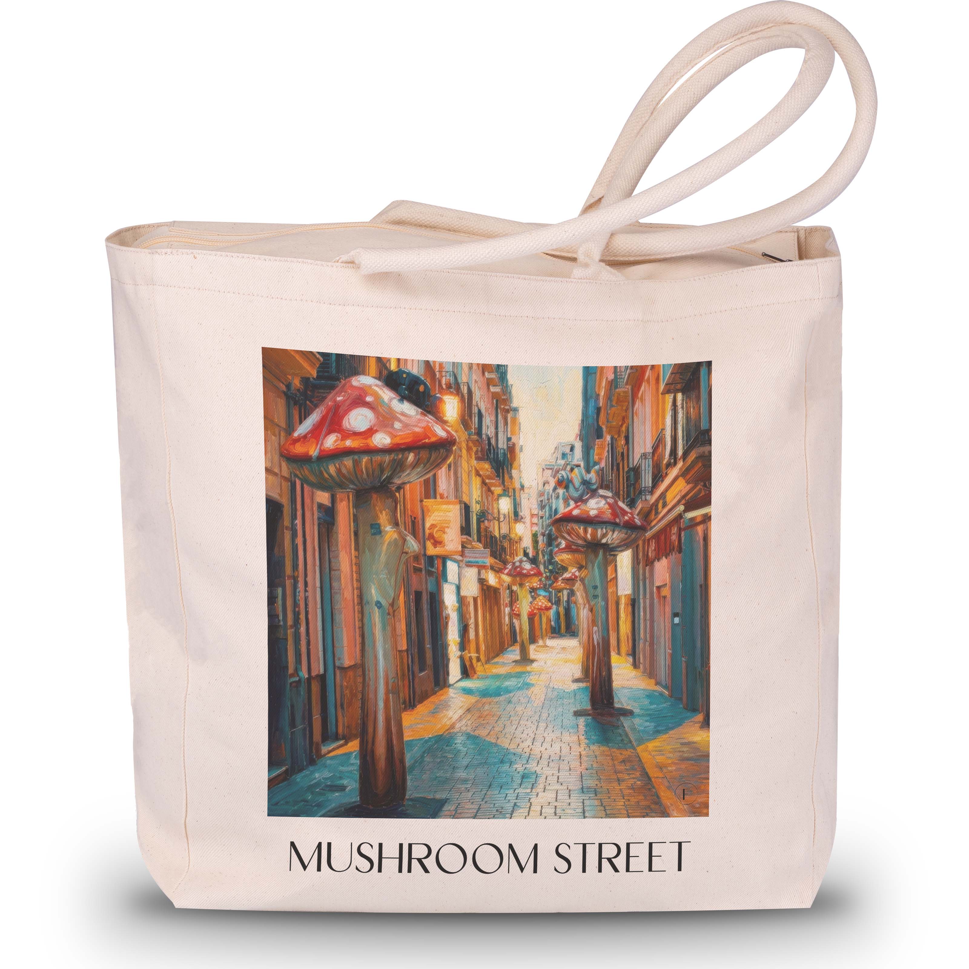 Calle de las Setas Shopping Tasche - Alicante - Spanien Tote Bag - Einkaufstasche im Ölgemälde Stil - favplace