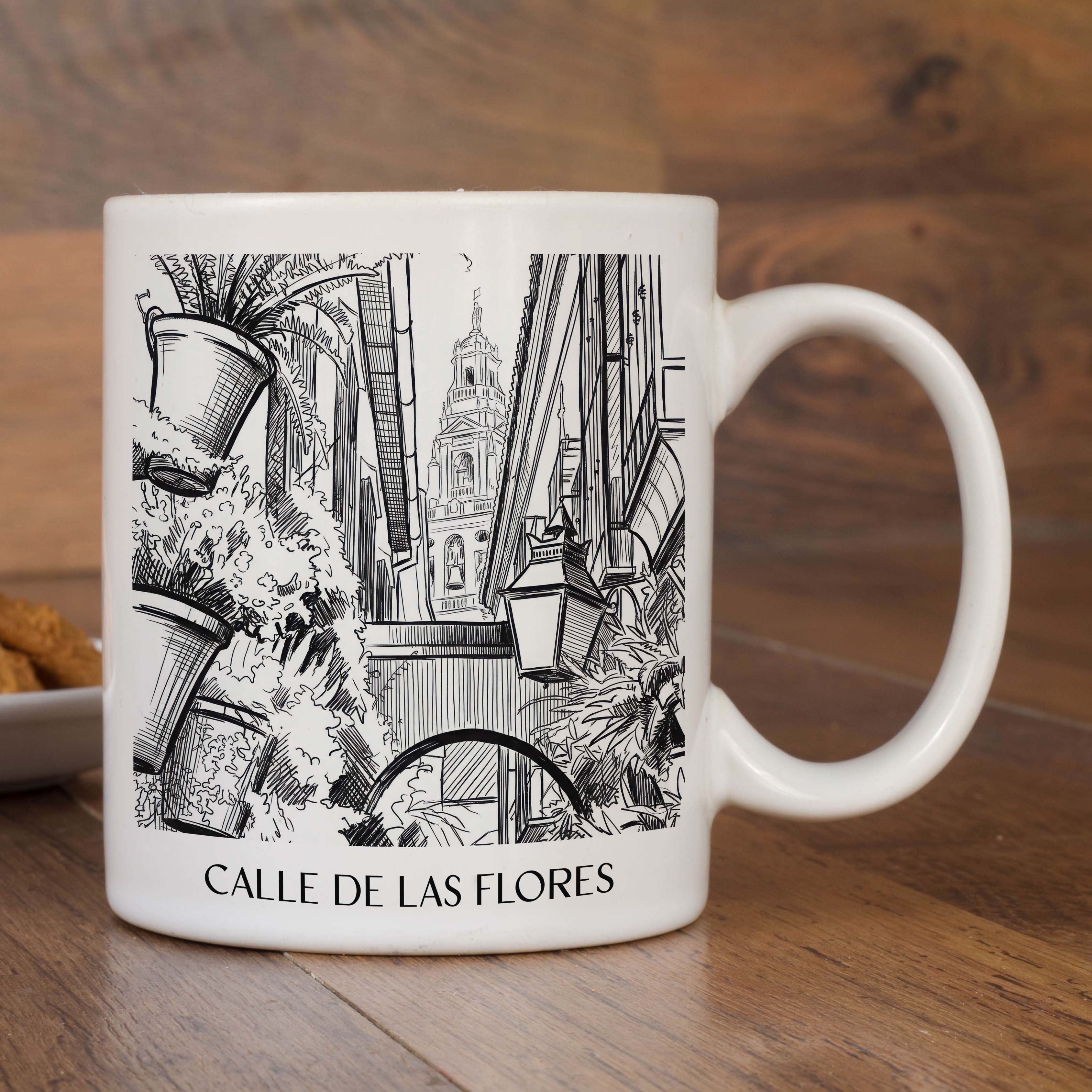 calle-de-las-flores-córdoba-spanien-kaffeebecher-skizze