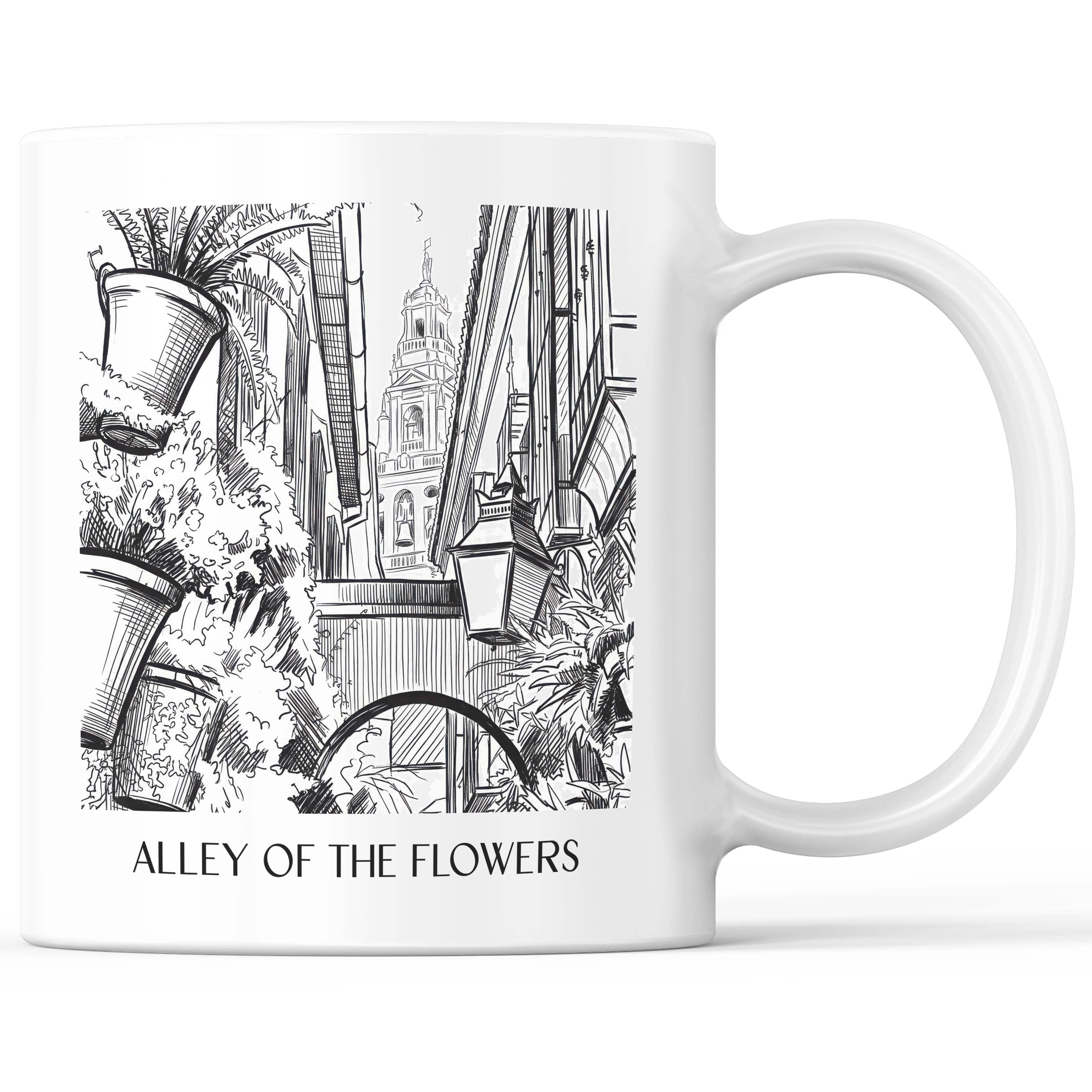Calle de las flores Kaffeebecher - Córdoba - Spanien Becher - Kaffeetasse im Skizze Stil - favplace