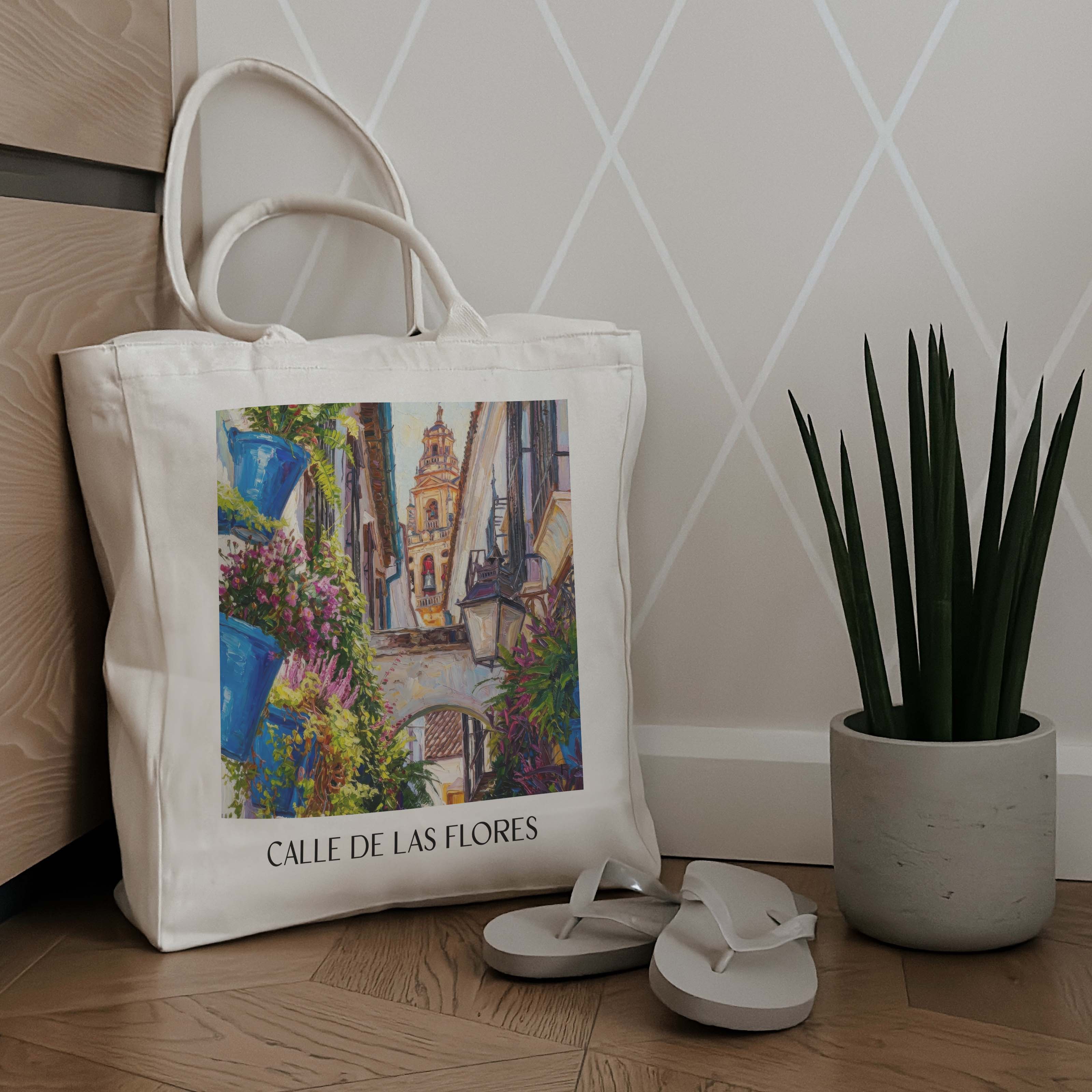 calle-de-las-flores-córdoba-spanien-einkaufstasche-oil-painting-oelgemaelde