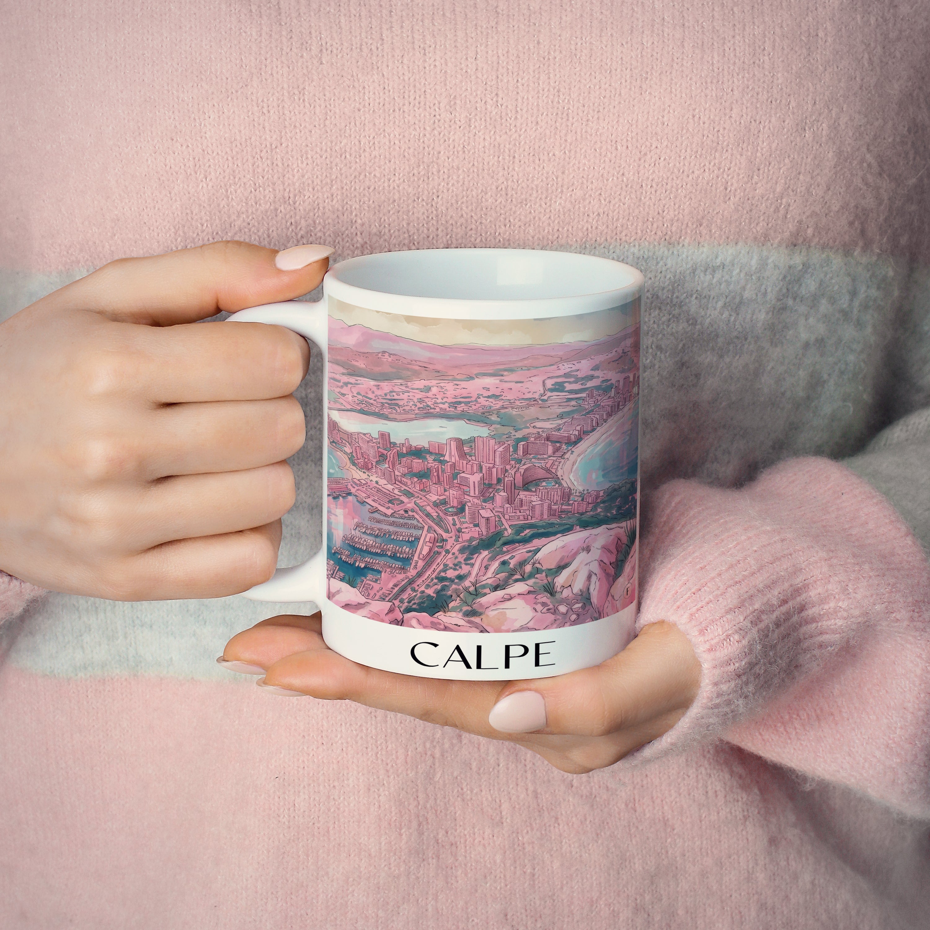 calpe-spanien-spanien-und-spanien-kaffeebecher-aquarell-pink-rosa