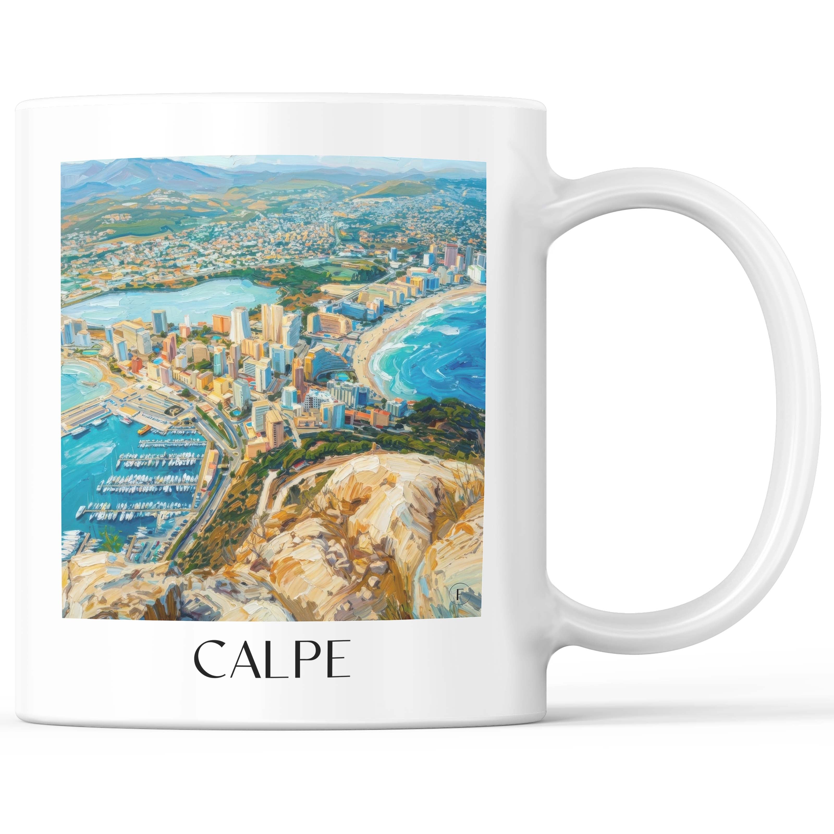 Calpe Kaffeebecher - Spanien - Spanien und Spanien Becher - Kaffeetasse im Ölgemälde Stil - favplace