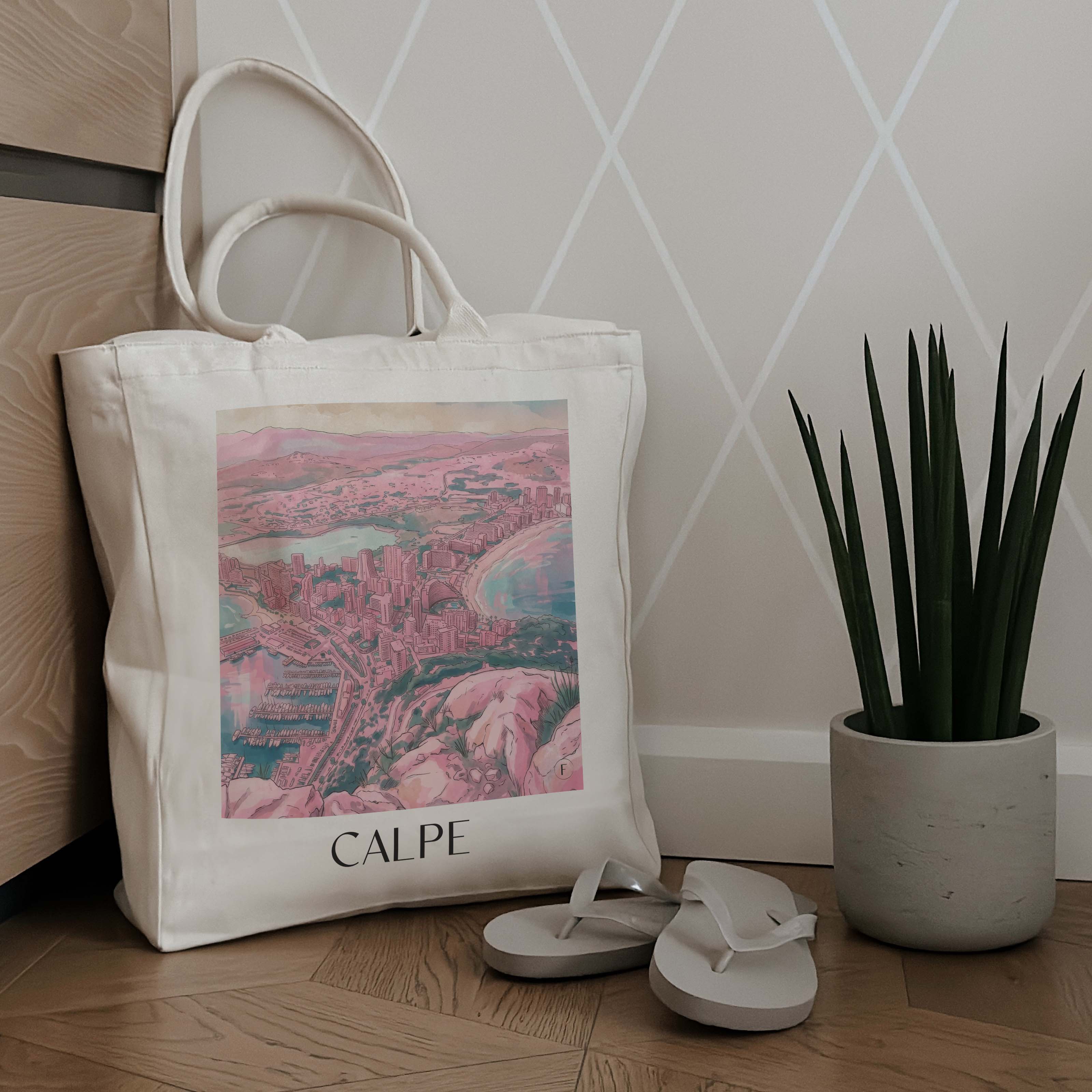 calpe-spanien-spanien-einkaufstasche-aquarell-pink-rosa