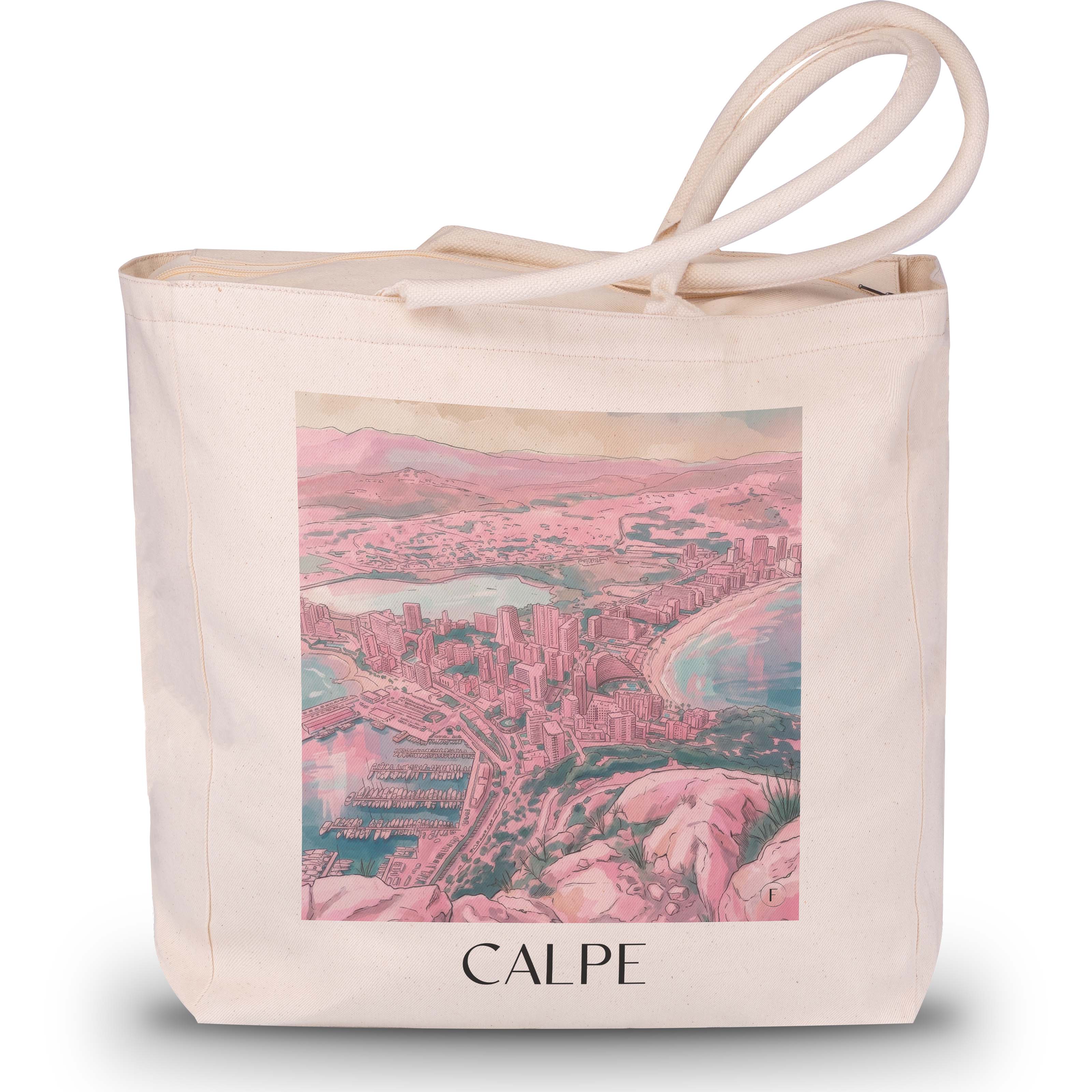 Calpe Shopping Tasche - Spanien - Spanien Tote Bag - Einkaufstasche im Aquarell Pink Stil - favplace
