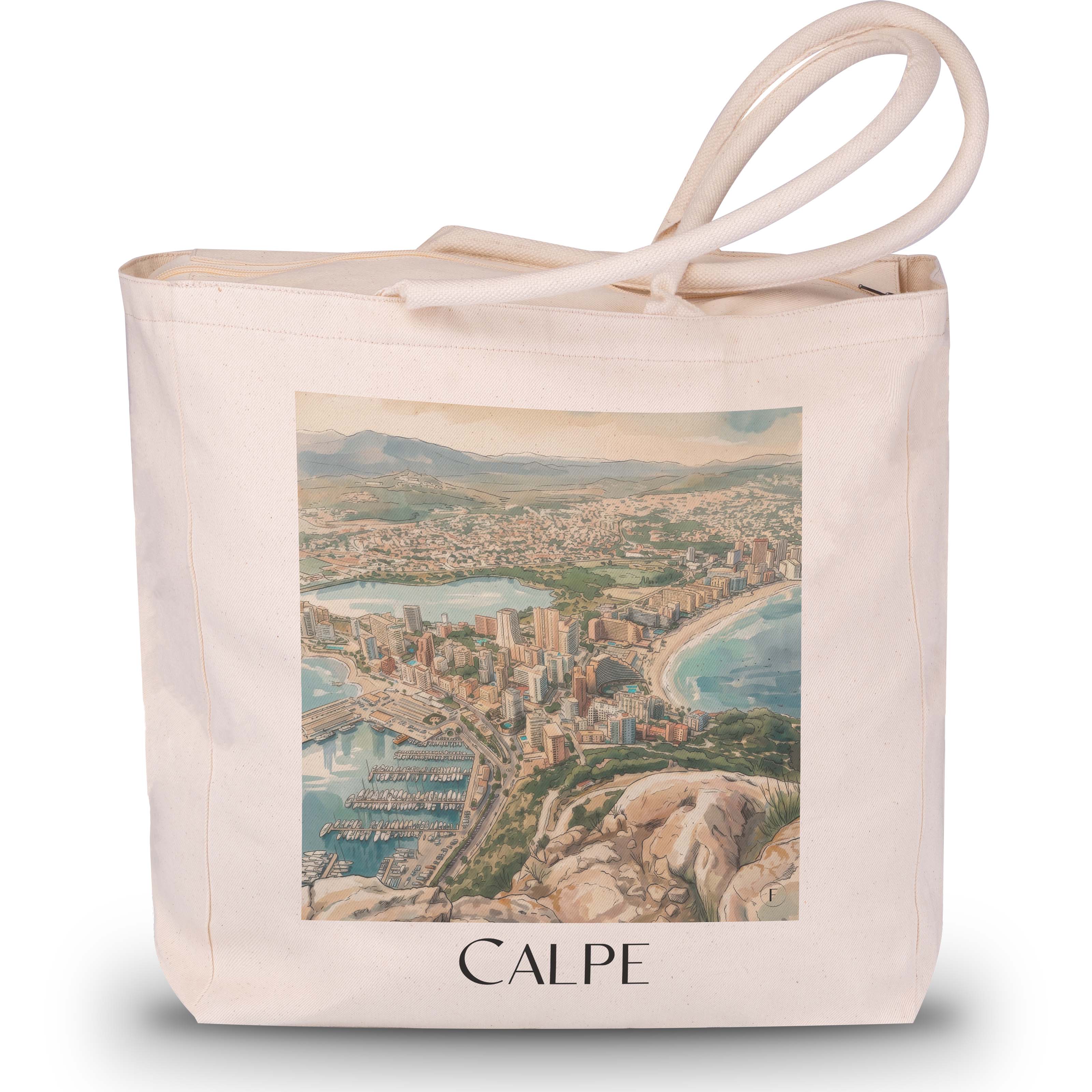 Calpe Shopping Tasche - Spanien - Spanien Tote Bag - Einkaufstasche im Aquarell Stil - favplace