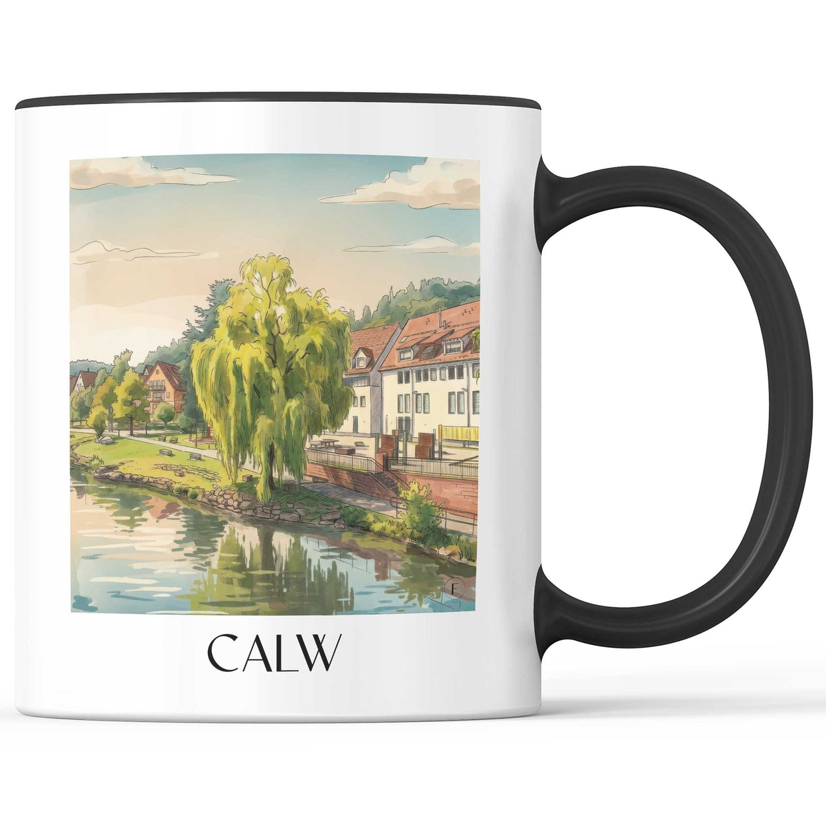 calw-nordschwarzwald-deutschland-kaffeebecher-aquarell