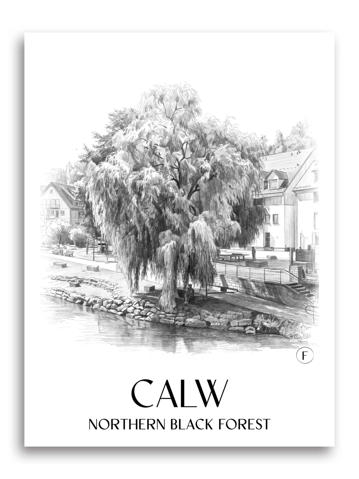 Calw Poster - Nordschwarzwald - Deutschland Kunstdruck - Zeichnung von A4 bis A1