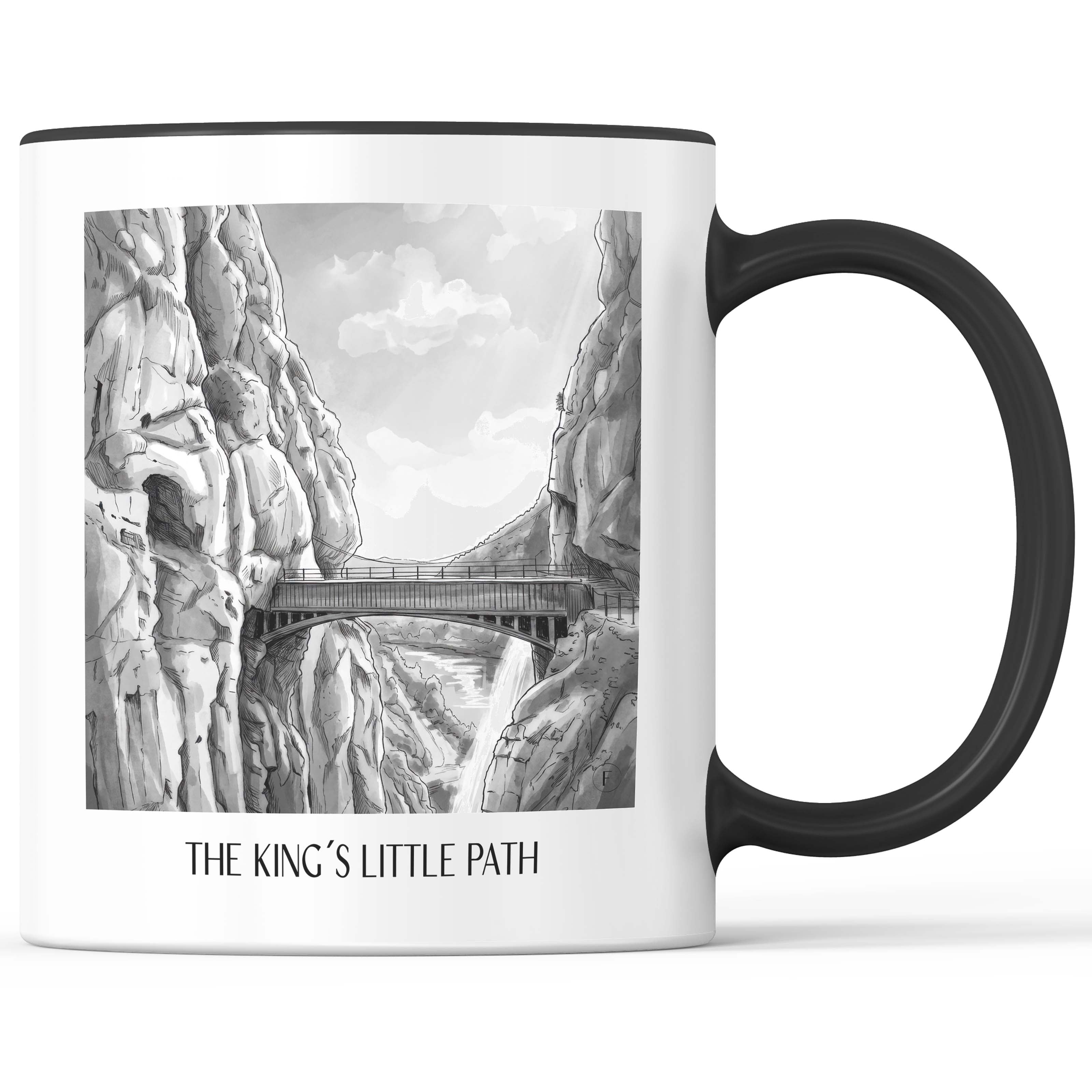 Caminito del Rey Kaffeebecher - Spanien - Spanien Becher - Kaffeetasse im Aquarell Schwarz-Weiß Stil - favplace