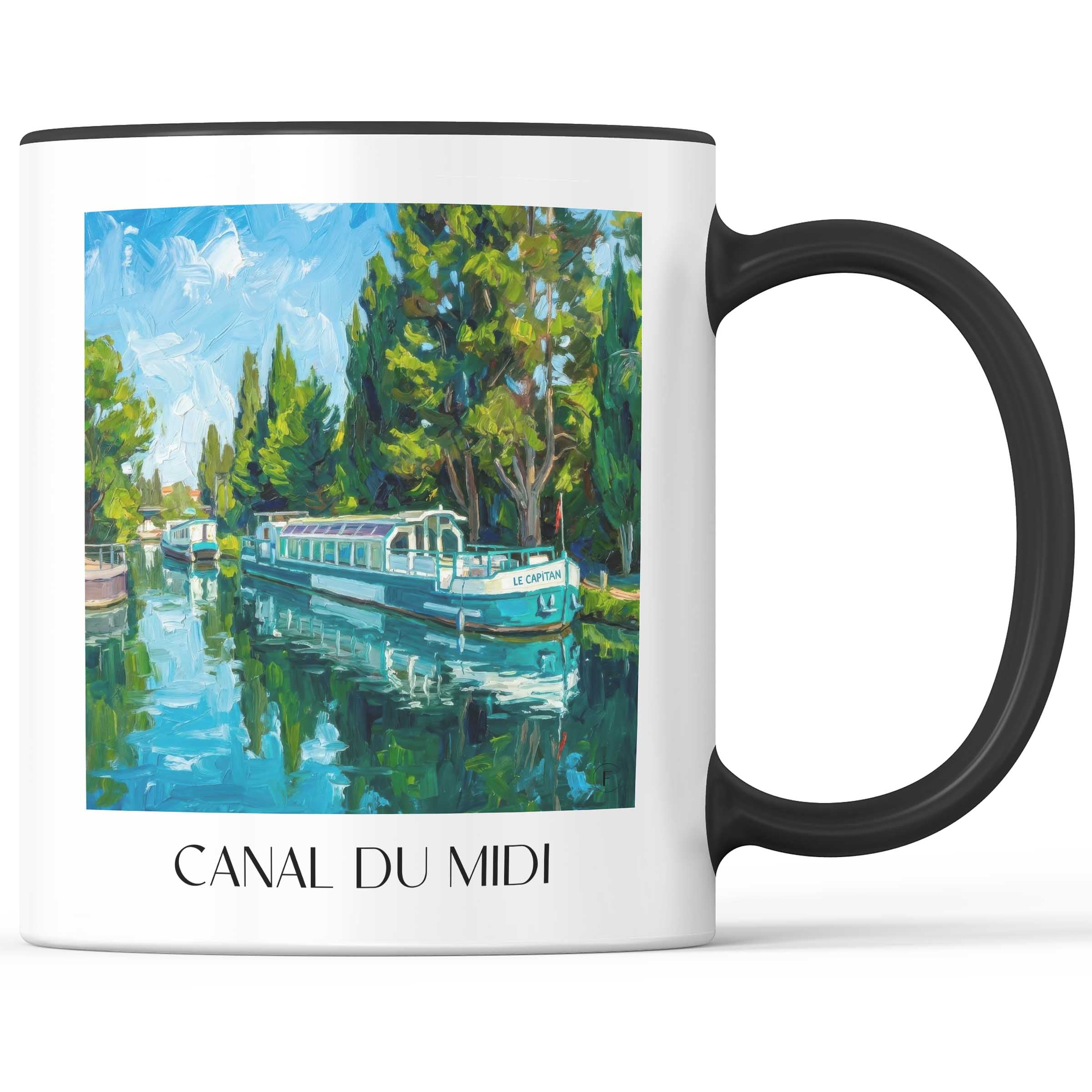Canal du Midi Kaffeebecher - Okzitanien - Frankreich Becher - Kaffeetasse im Ölgemälde Stil - favplace
