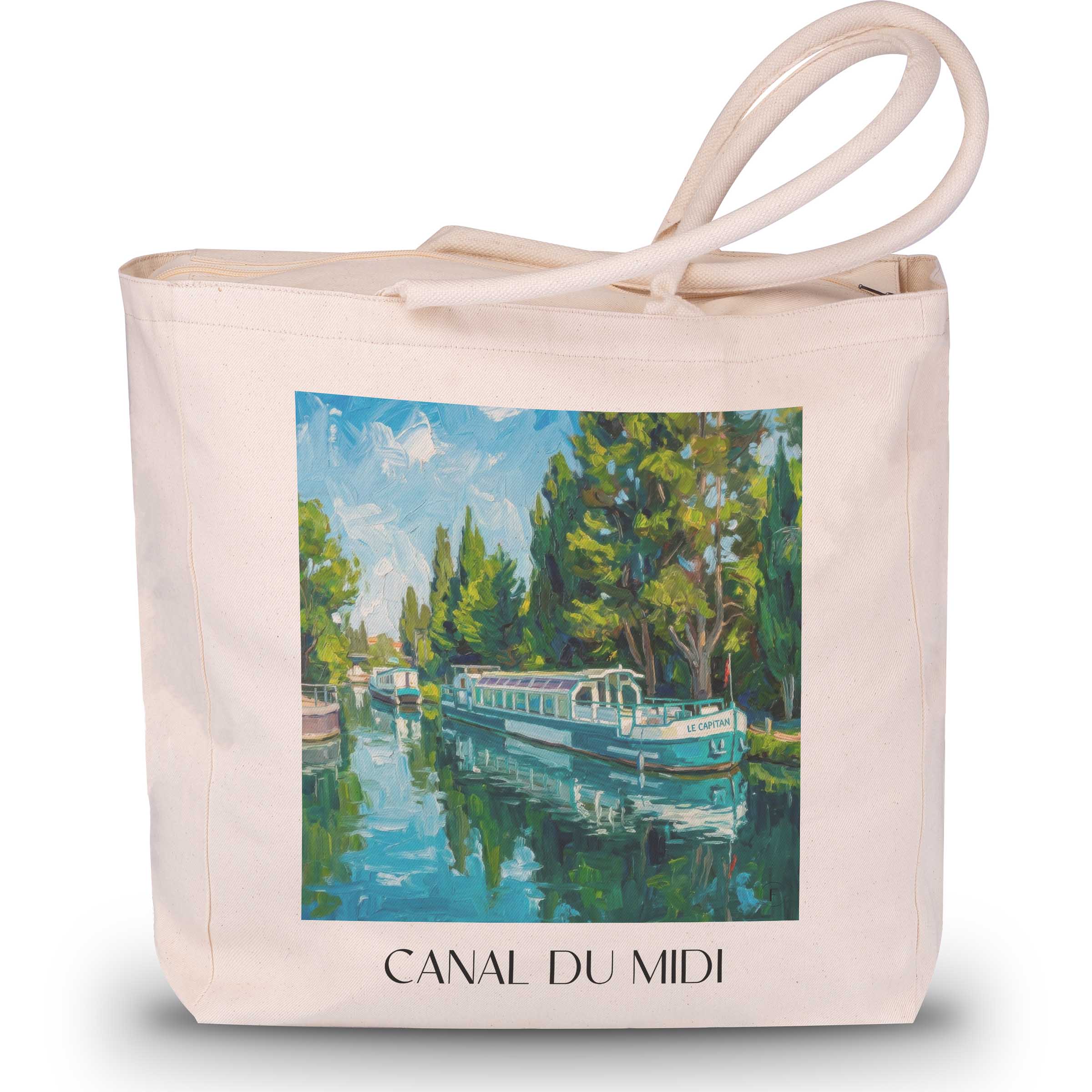 Canal du Midi Shopping Tasche - Okzitanien - Frankreich Tote Bag - Einkaufstasche im Ölgemälde Stil - favplace