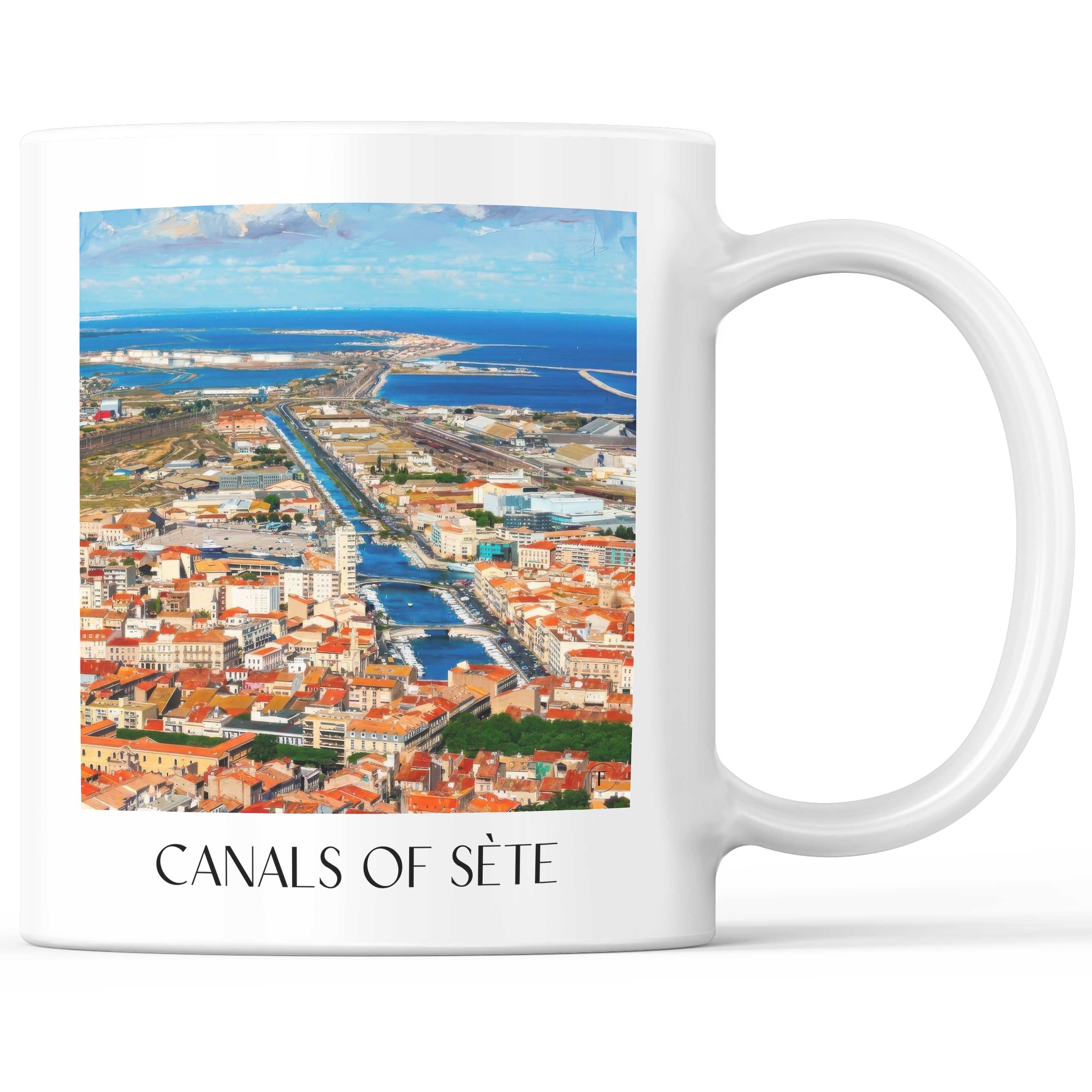 Canaux de Sète Kaffeebecher - Okzitanien - Frankreich Becher - Kaffeetasse im Ölgemälde Stil - favplace