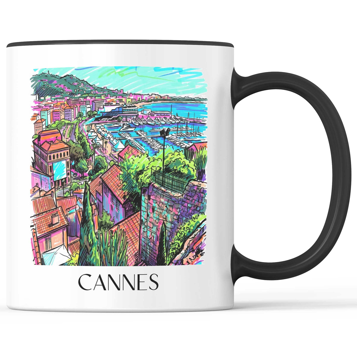 Cannes - Frankreich Becher - Kaffeetasse im Tag Graffiti Stil - favplace