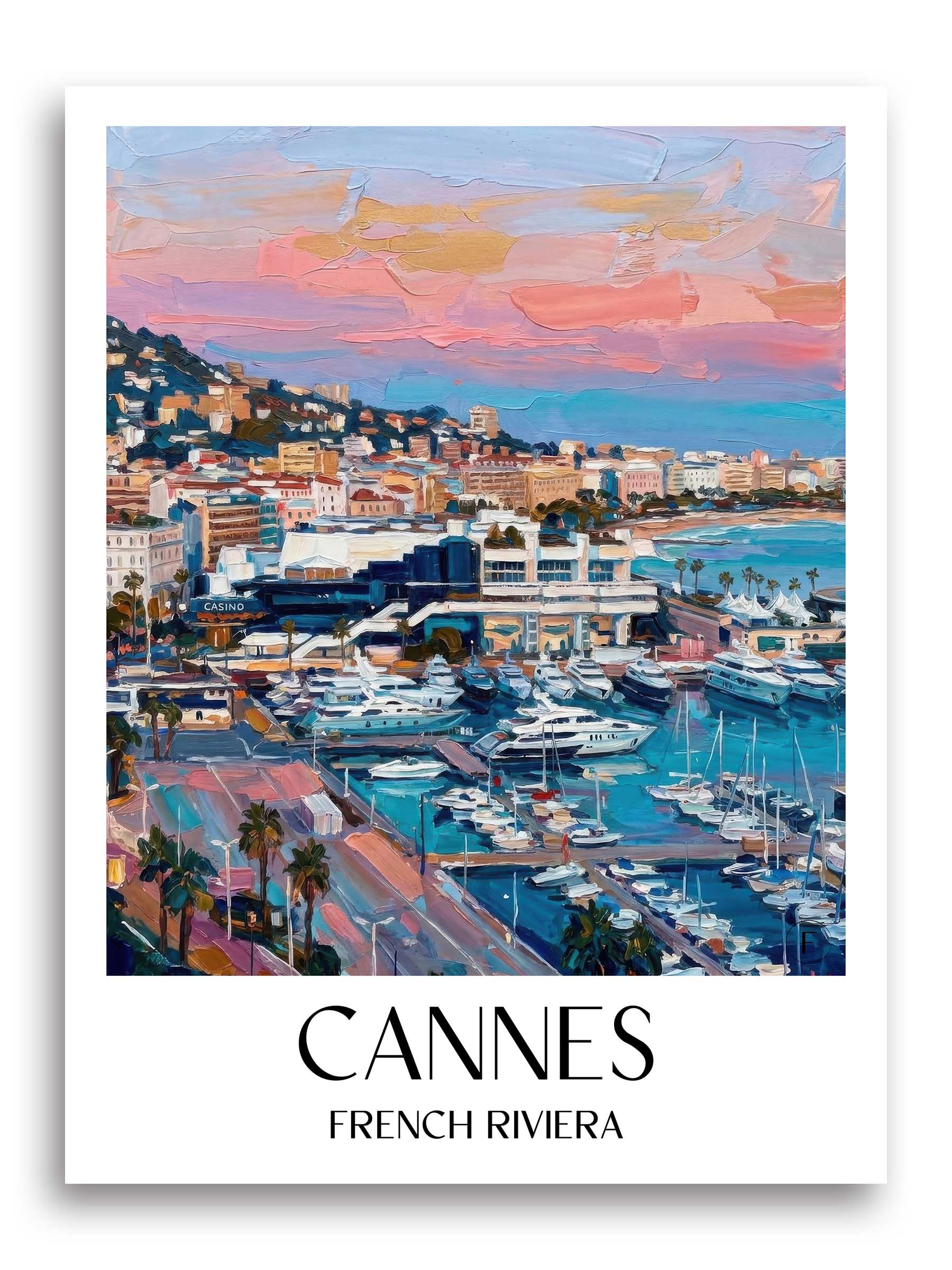 Cannes Poster - Côte d´Azur - Frankreich Kunstdruck - Ölgemälde von A4 bis A1 - favplace