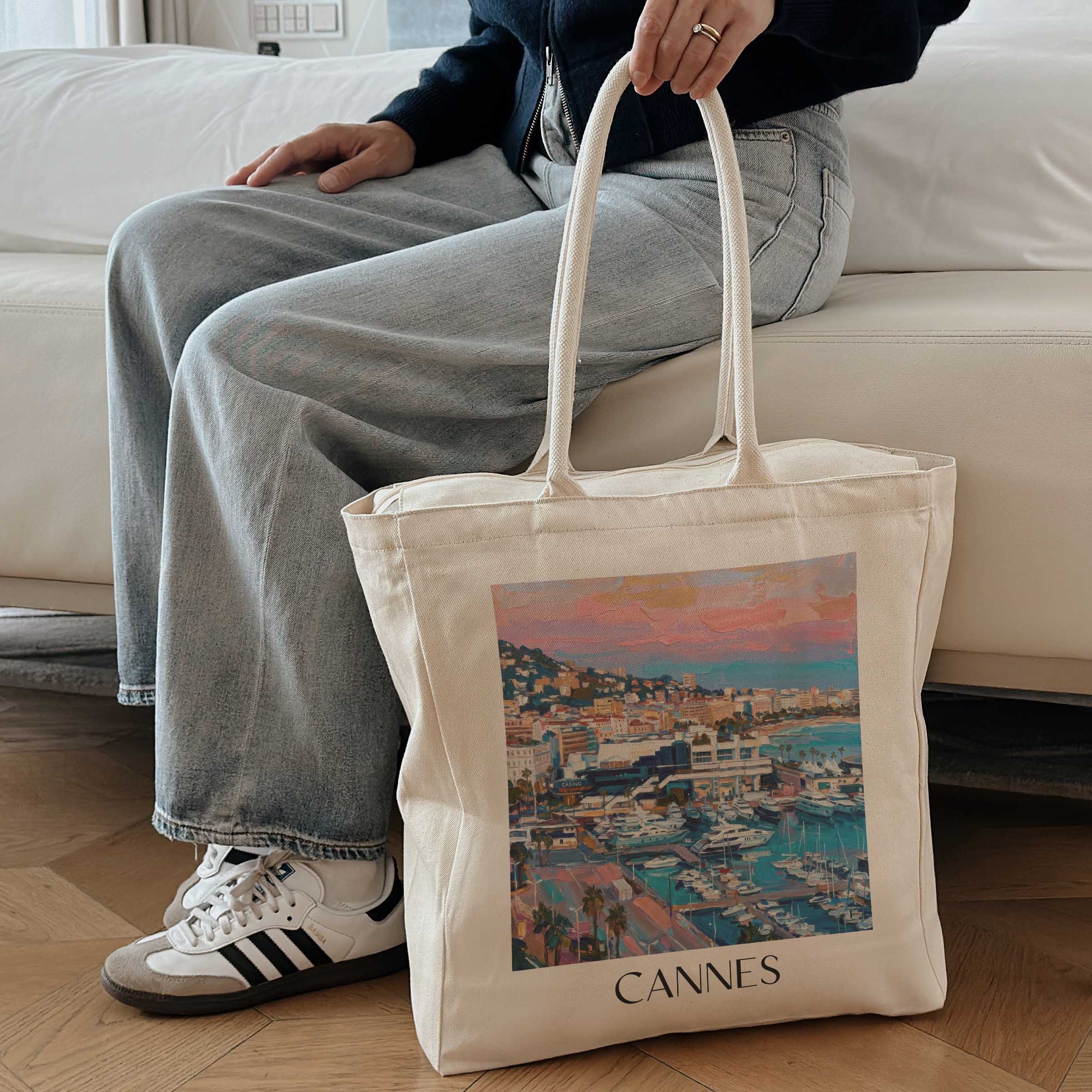 cannes-côte-d´azur-frankreich-einkaufstasche-oil-painting-oelgemaelde