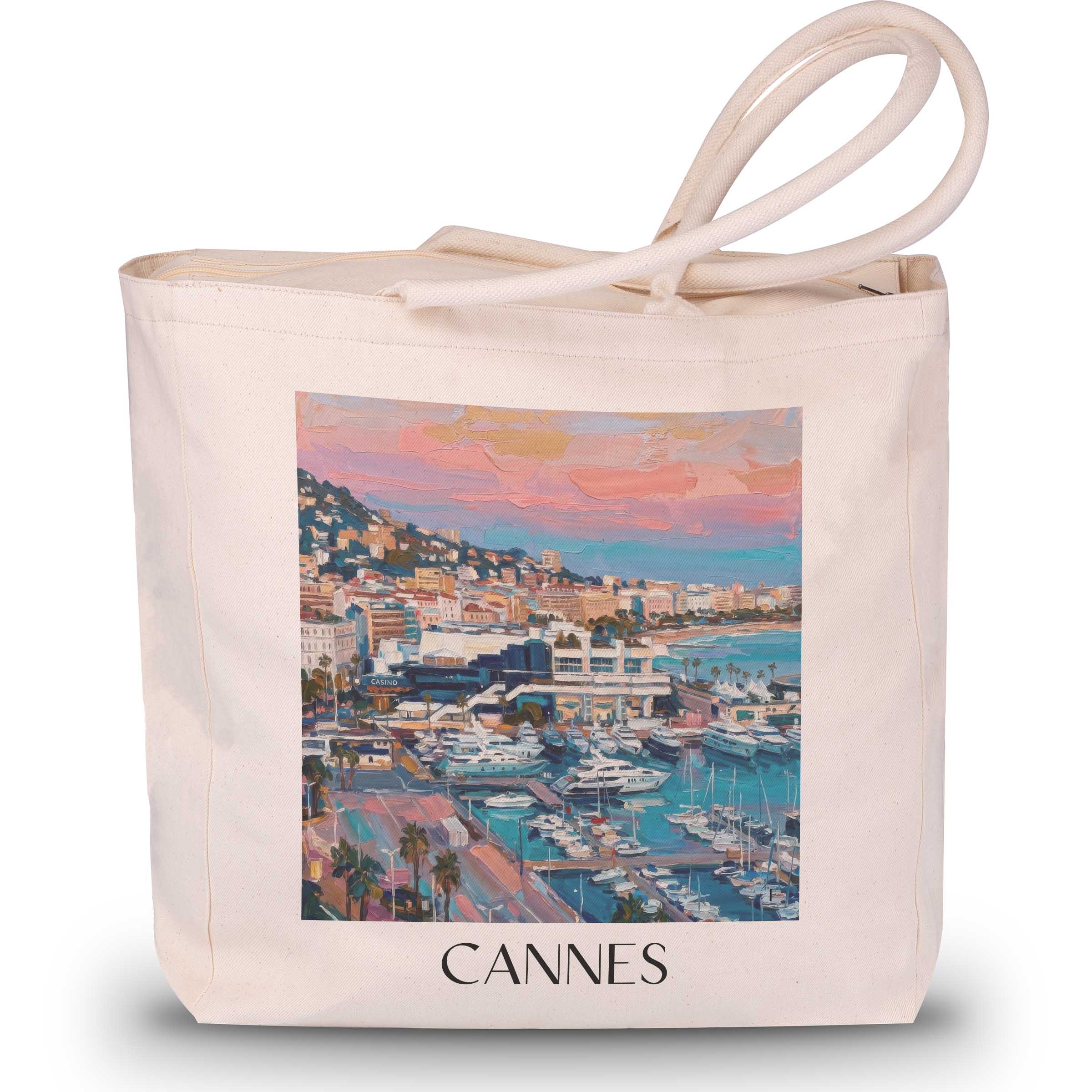 Cannes Shopping Tasche - Côte d´Azur - Frankreich Tote Bag - Einkaufstasche im Ölgemälde Stil - favplace
