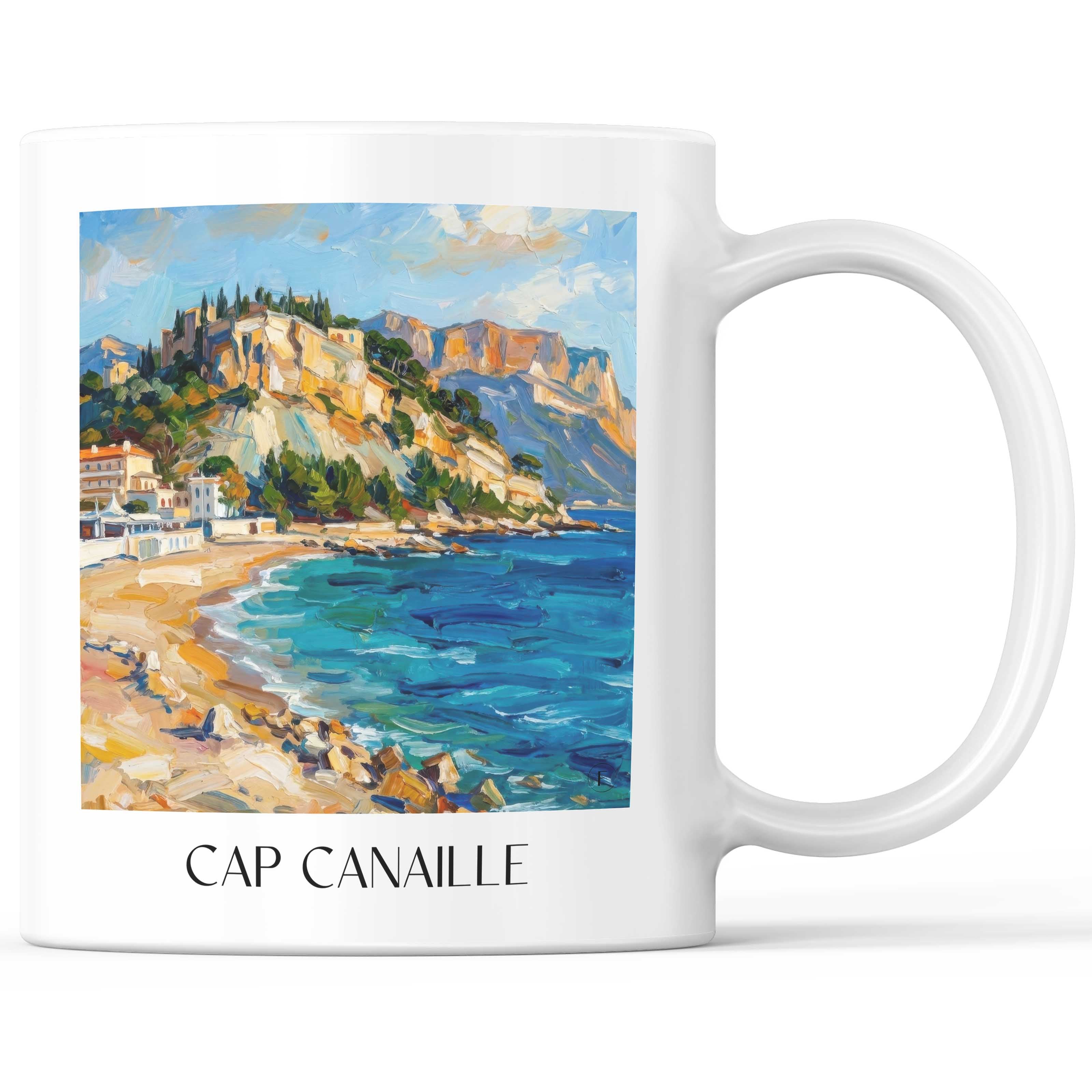 Cap Canaille Kaffeebecher - Cassis - Frankreich Becher - Kaffeetasse im Ölgemälde Stil - favplace